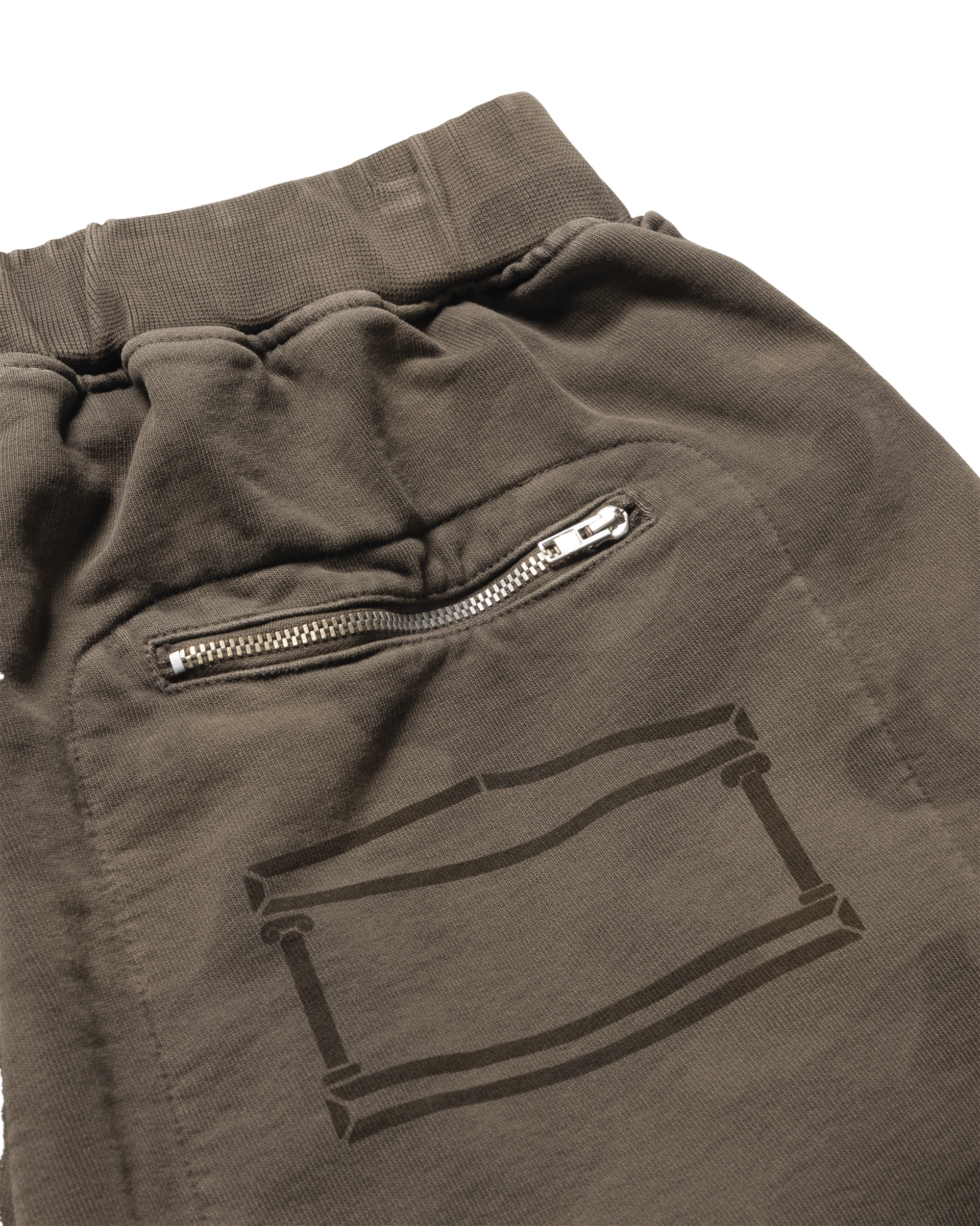 Deconstructured Aged Camo Sweatskirt - Dark Olive