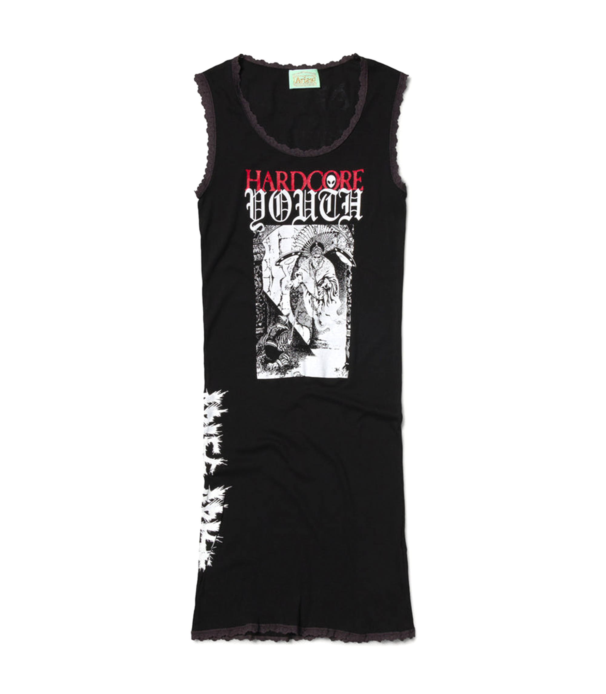 Hardcore Lace Trim Vest Dress - Black