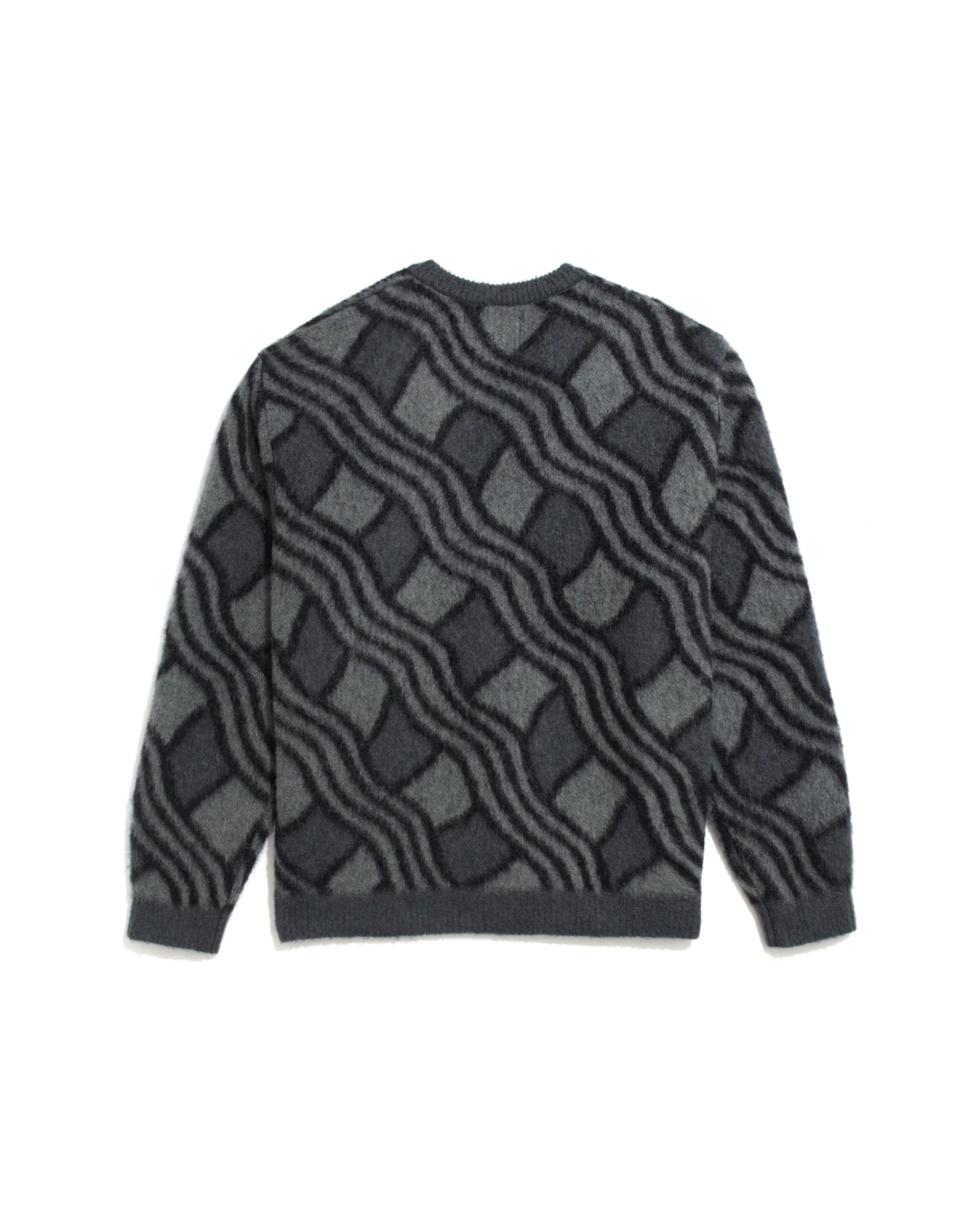 Wavy Jacquard Mohair Cardigan - Charcoal / Grey