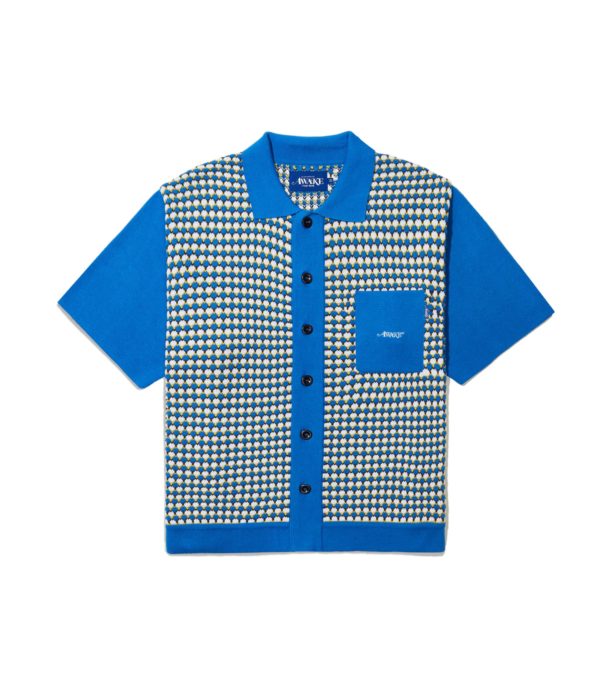 Knit Crochet SS Button Down-  Blue