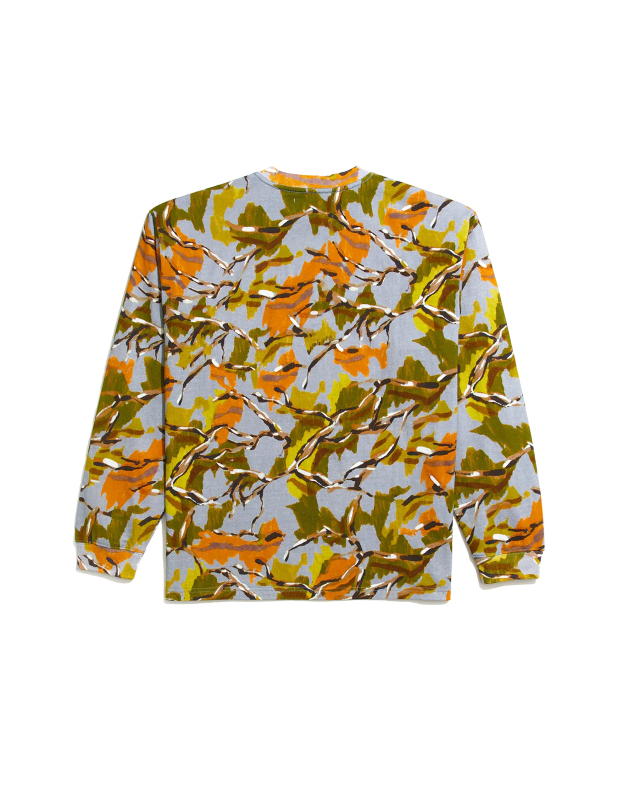 Camo Printed Pocket LS Tee - Charcoal