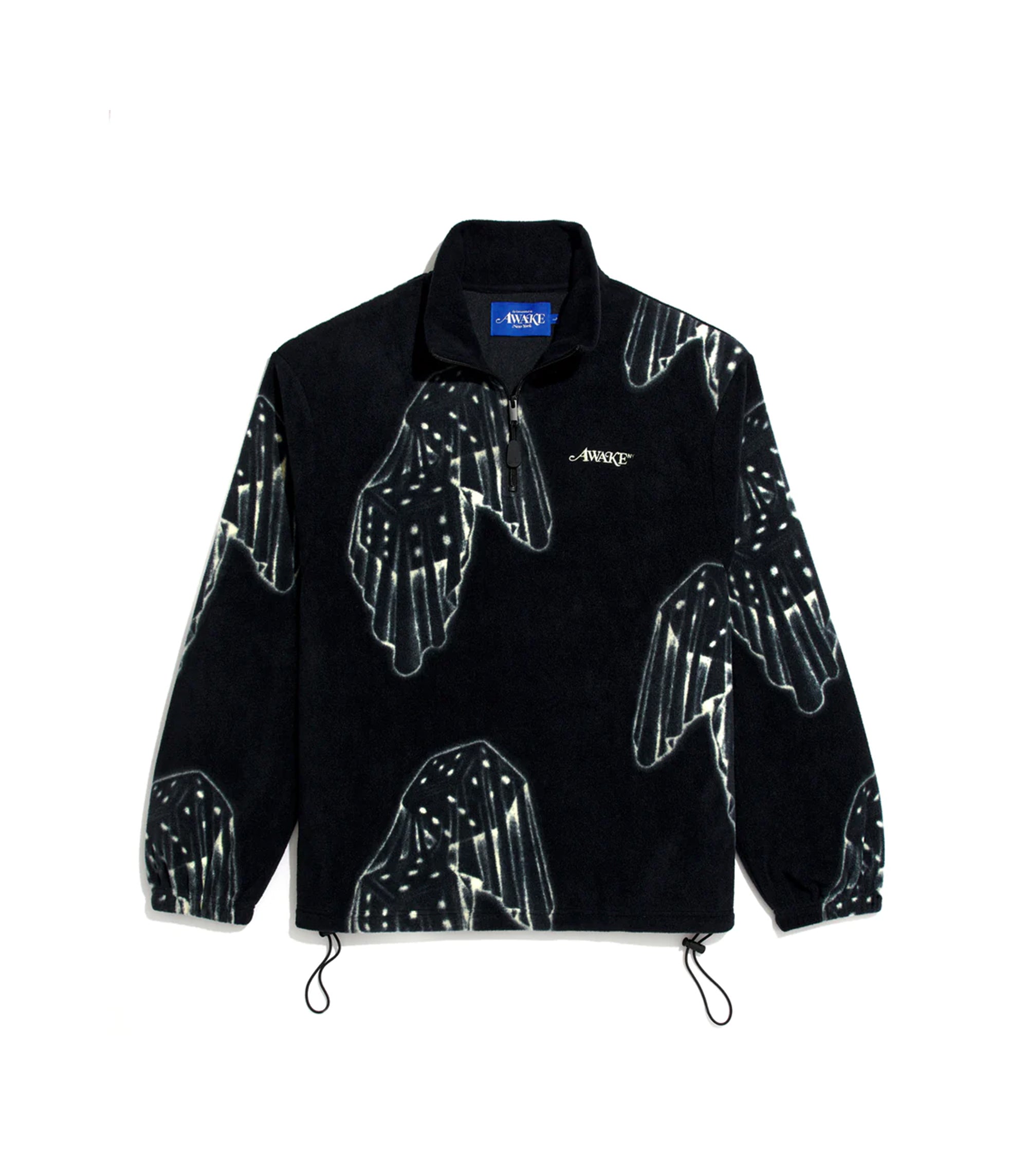 Dice Print Fleece Quarter Zip Pullover - Black / Cream