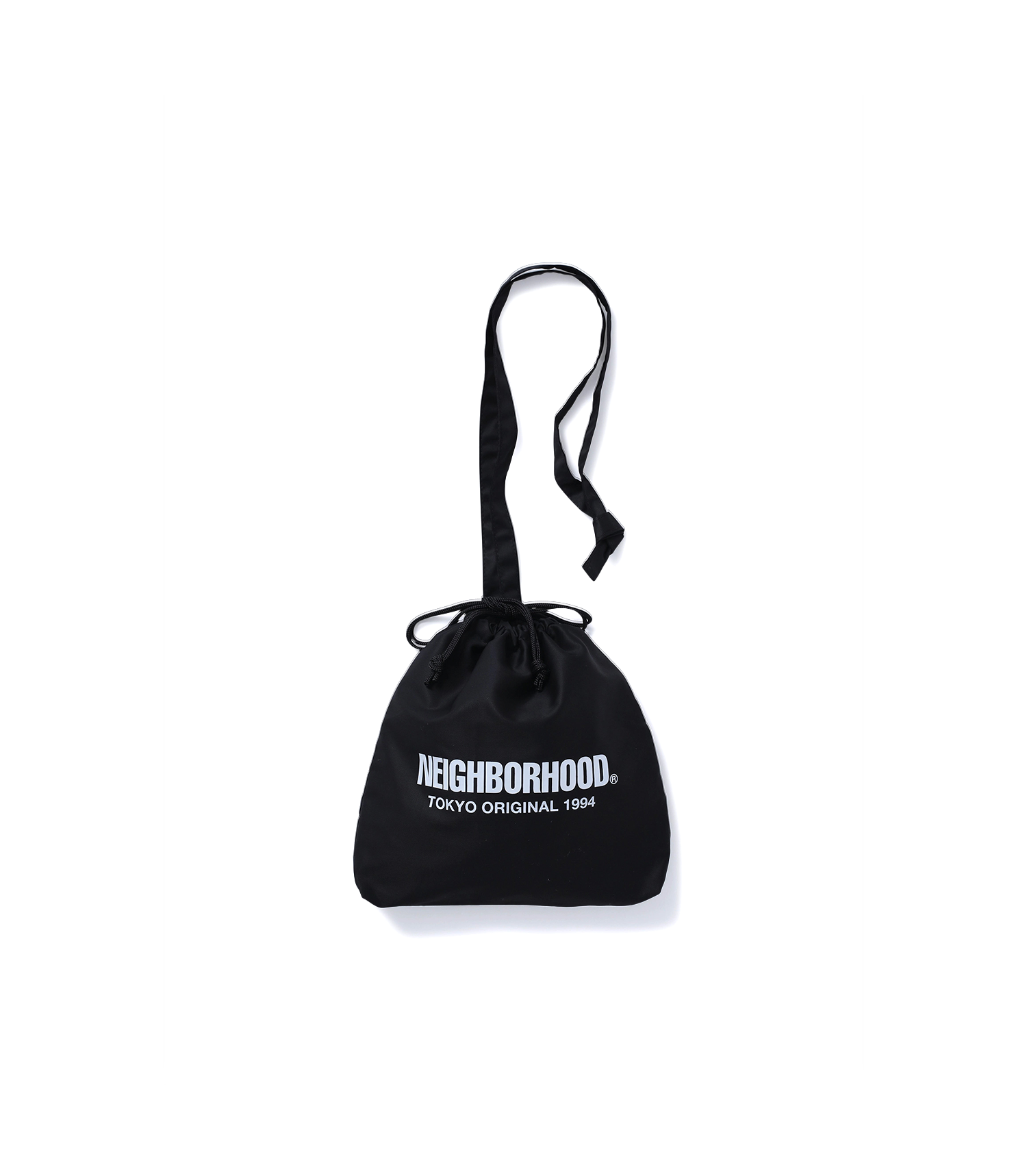Logo Drawstring Shoulder Bag - Black