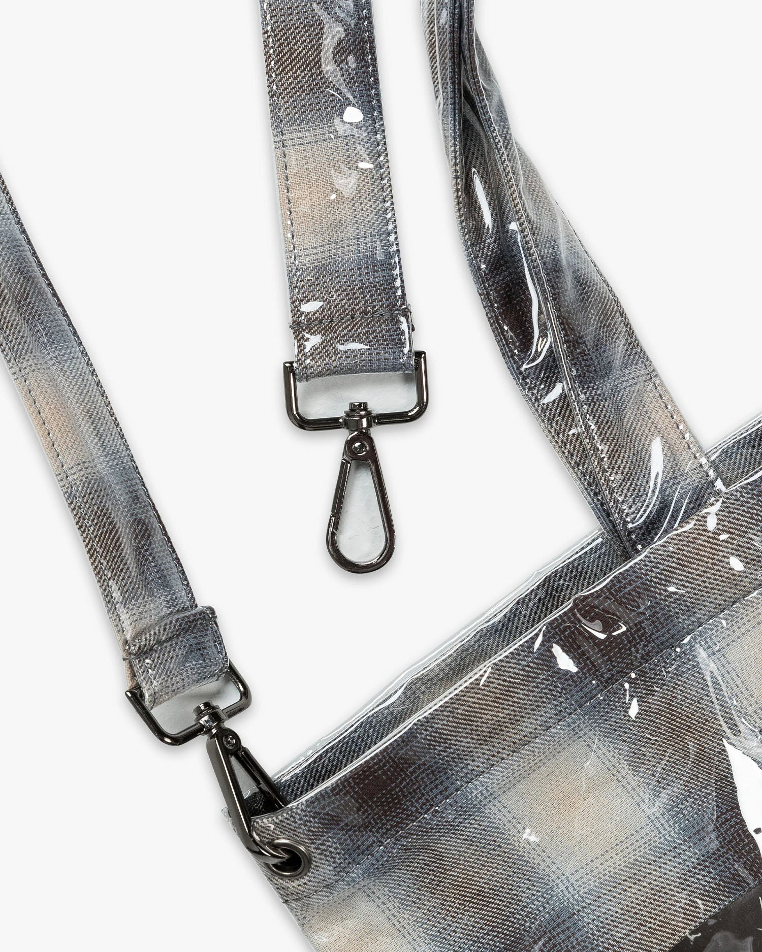 PVC Plaid Cross-Body Tote - Beige / Blue