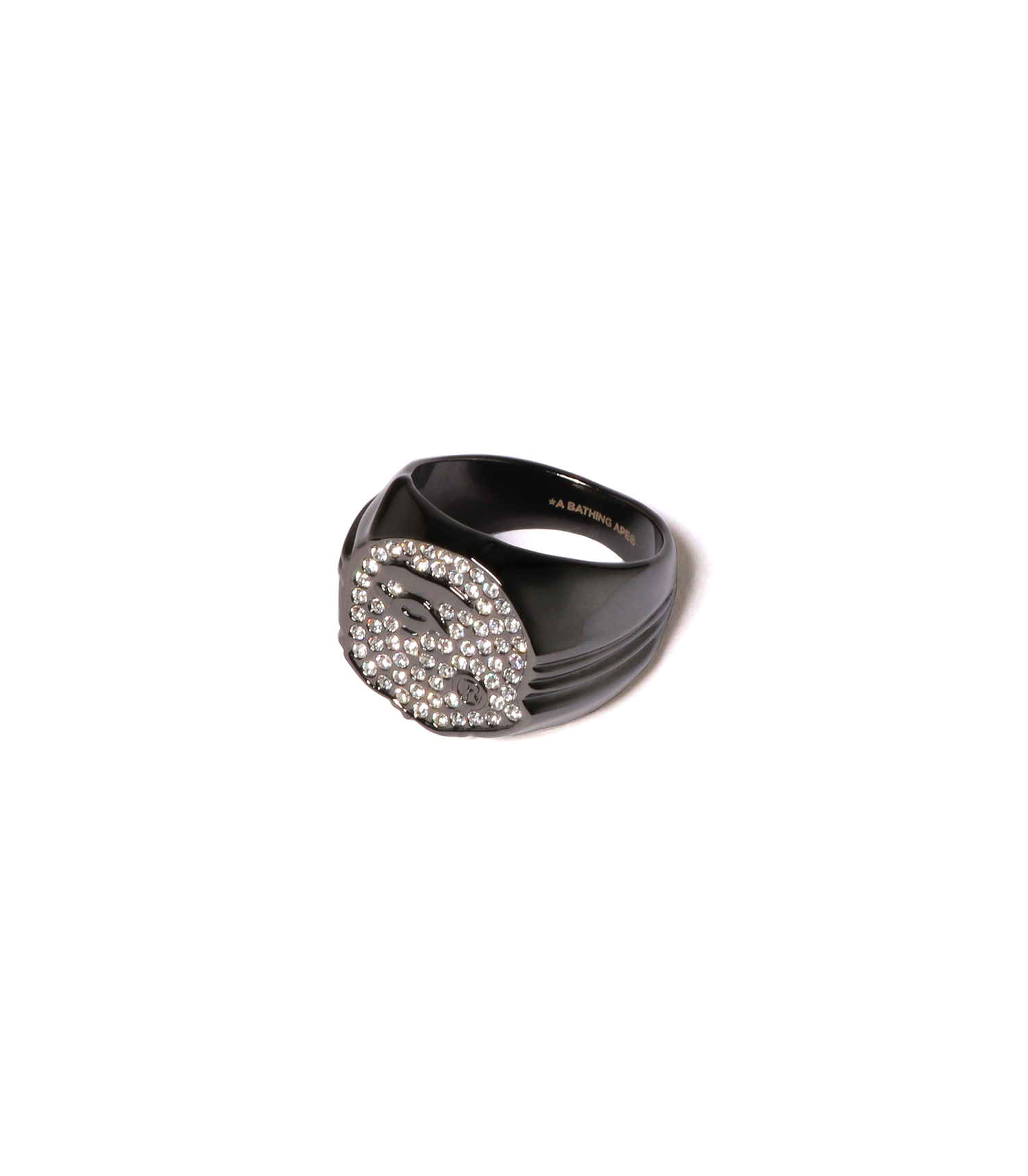 Rhinestone Ape Head Ring - Black