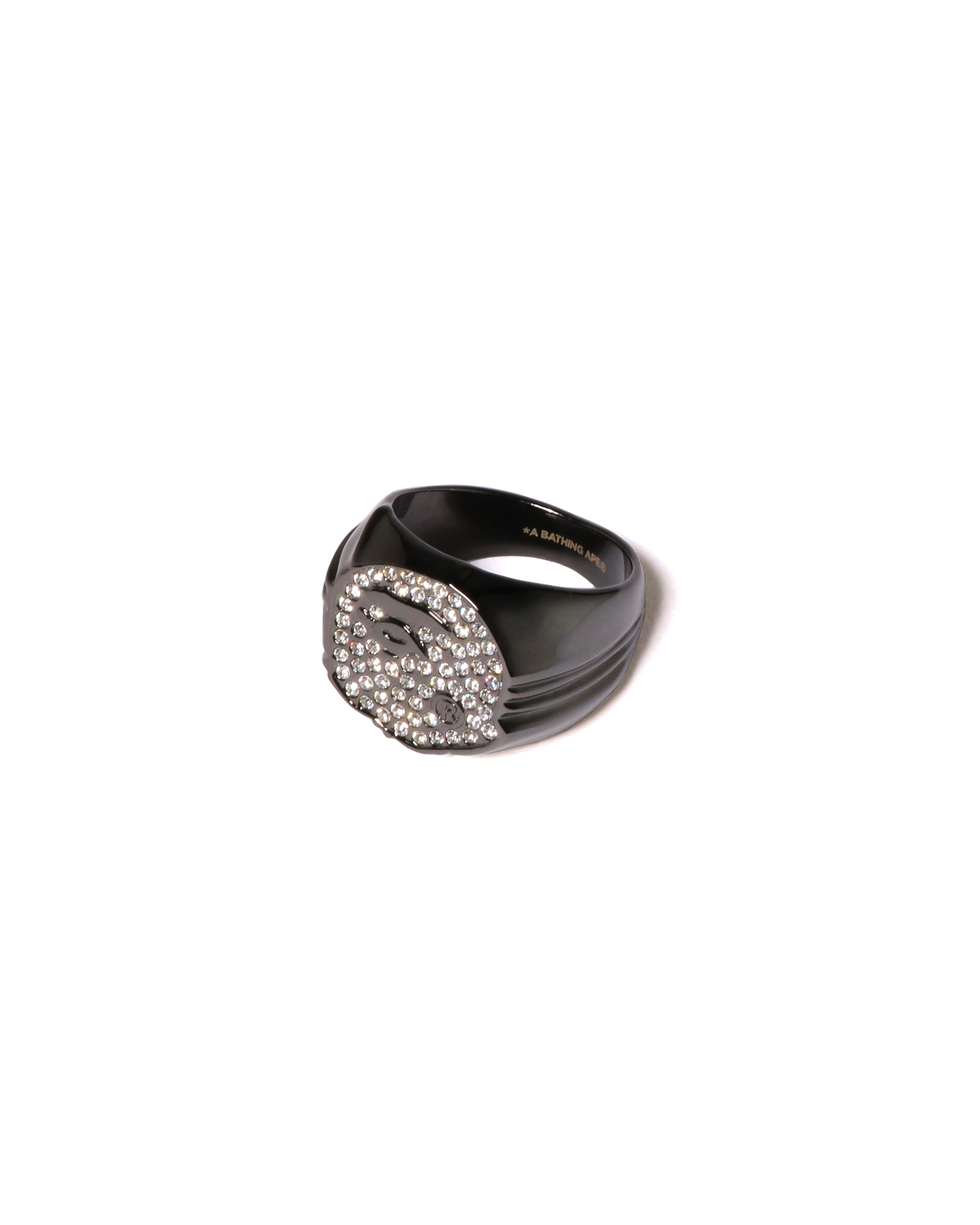 Rhinestone Ape Head Ring - Black
