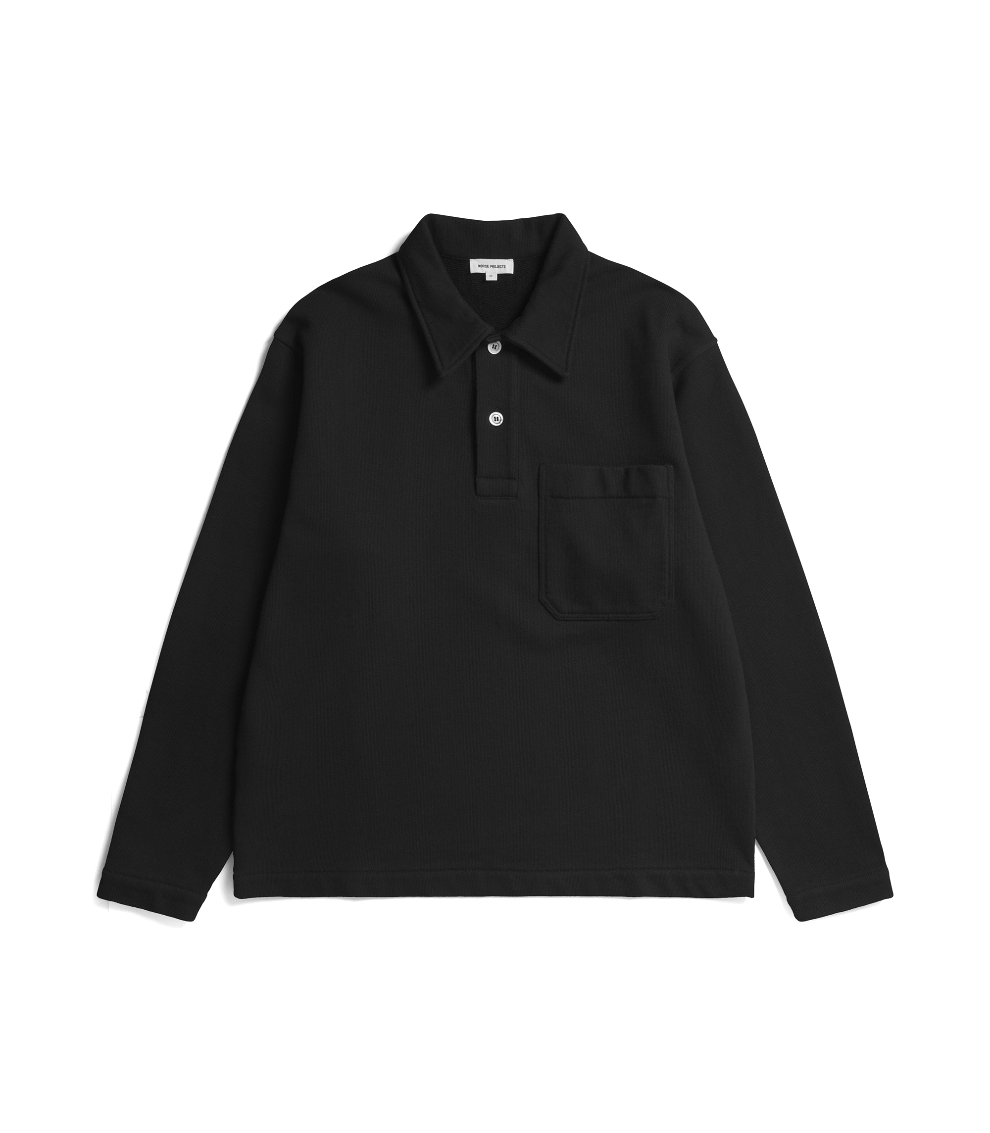 Fraser Relaxed Organic Loopback LS Polo - Black