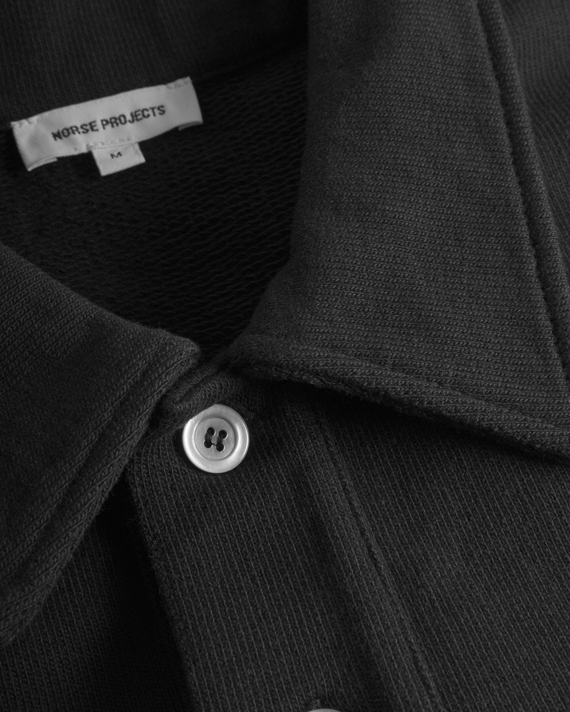 Fraser Relaxed Organic Loopback LS Polo - Black