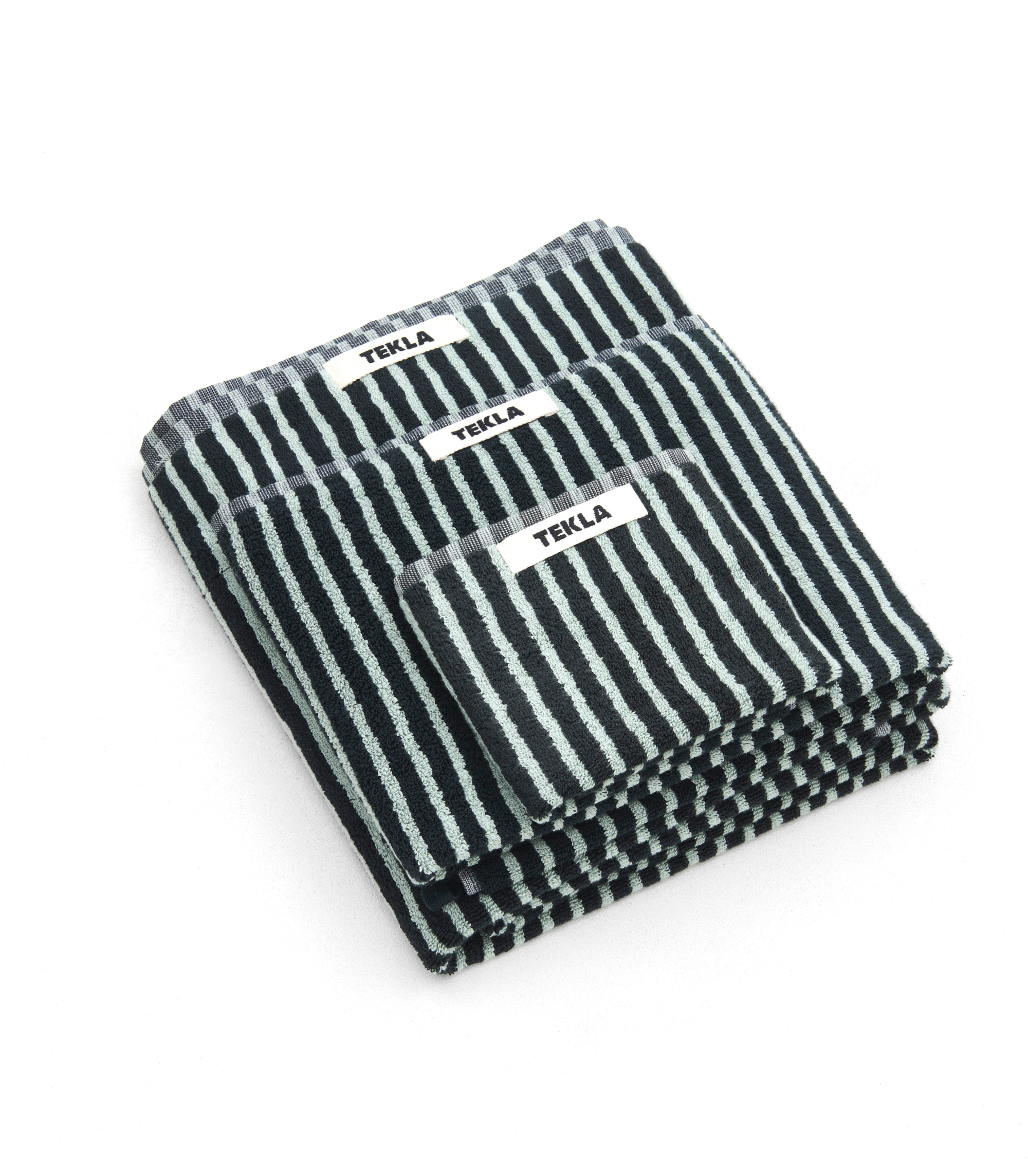 Hand Towel (Striped) - Black / Mint