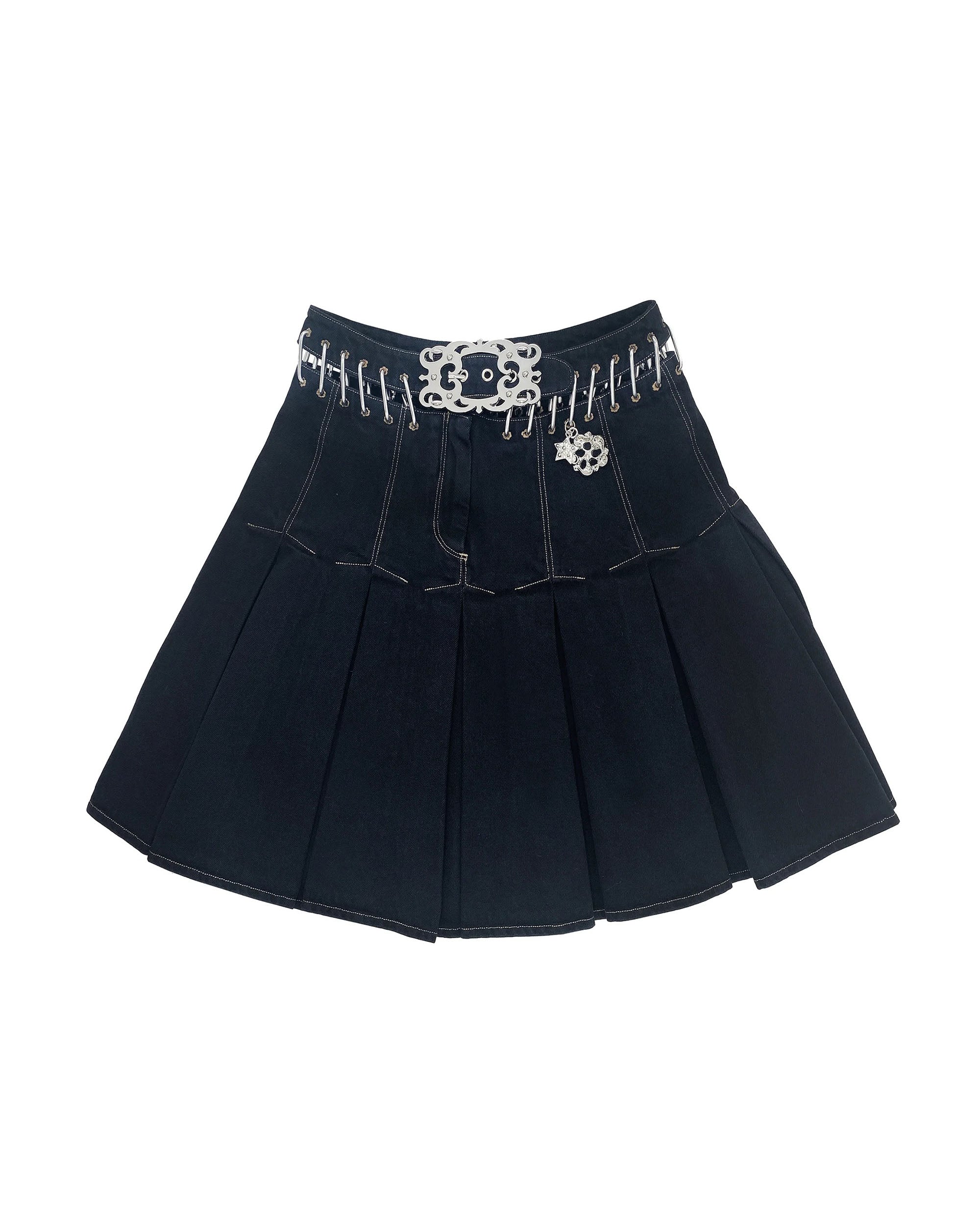 Bevo Denim Carabiner Skirt - Denim