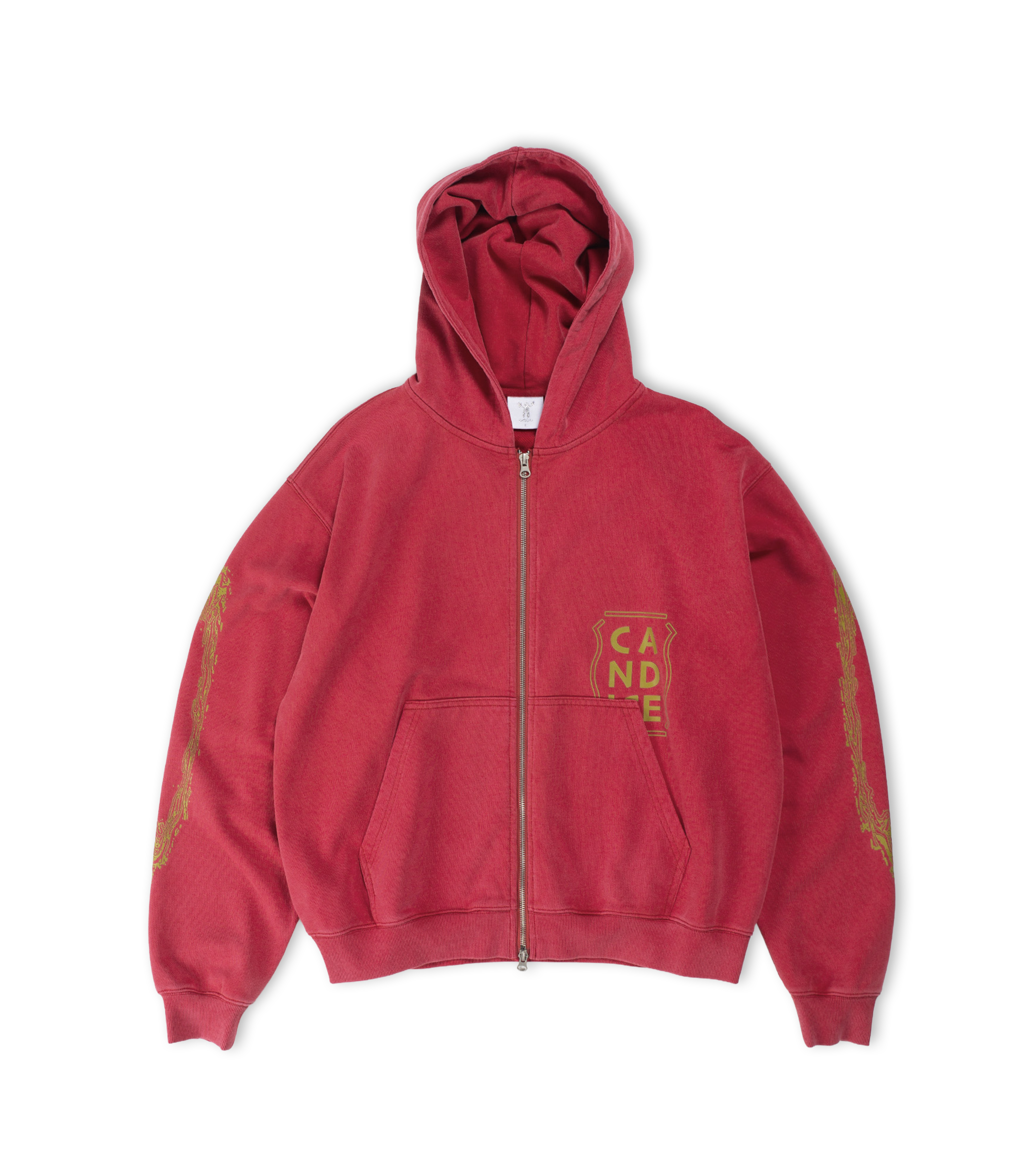 Harlequin Washed Zip Hoodie - Red