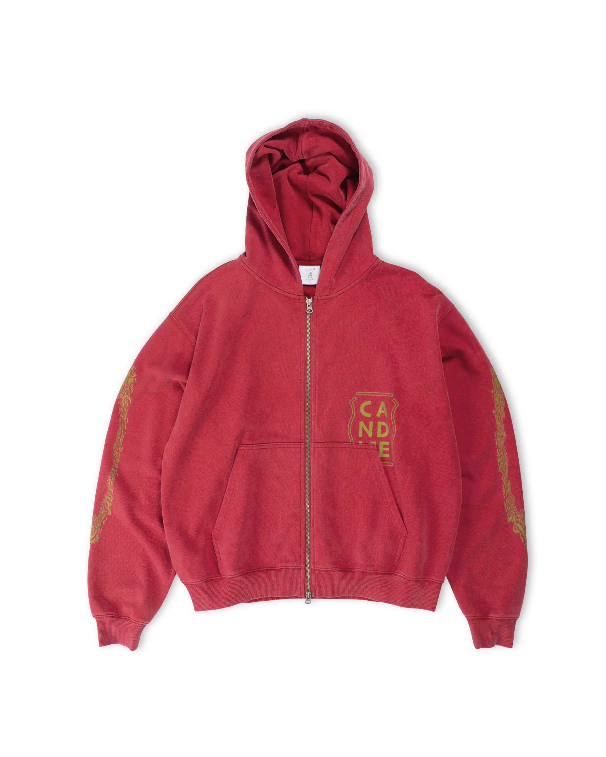 Harlequin Washed Zip Hoodie - Red