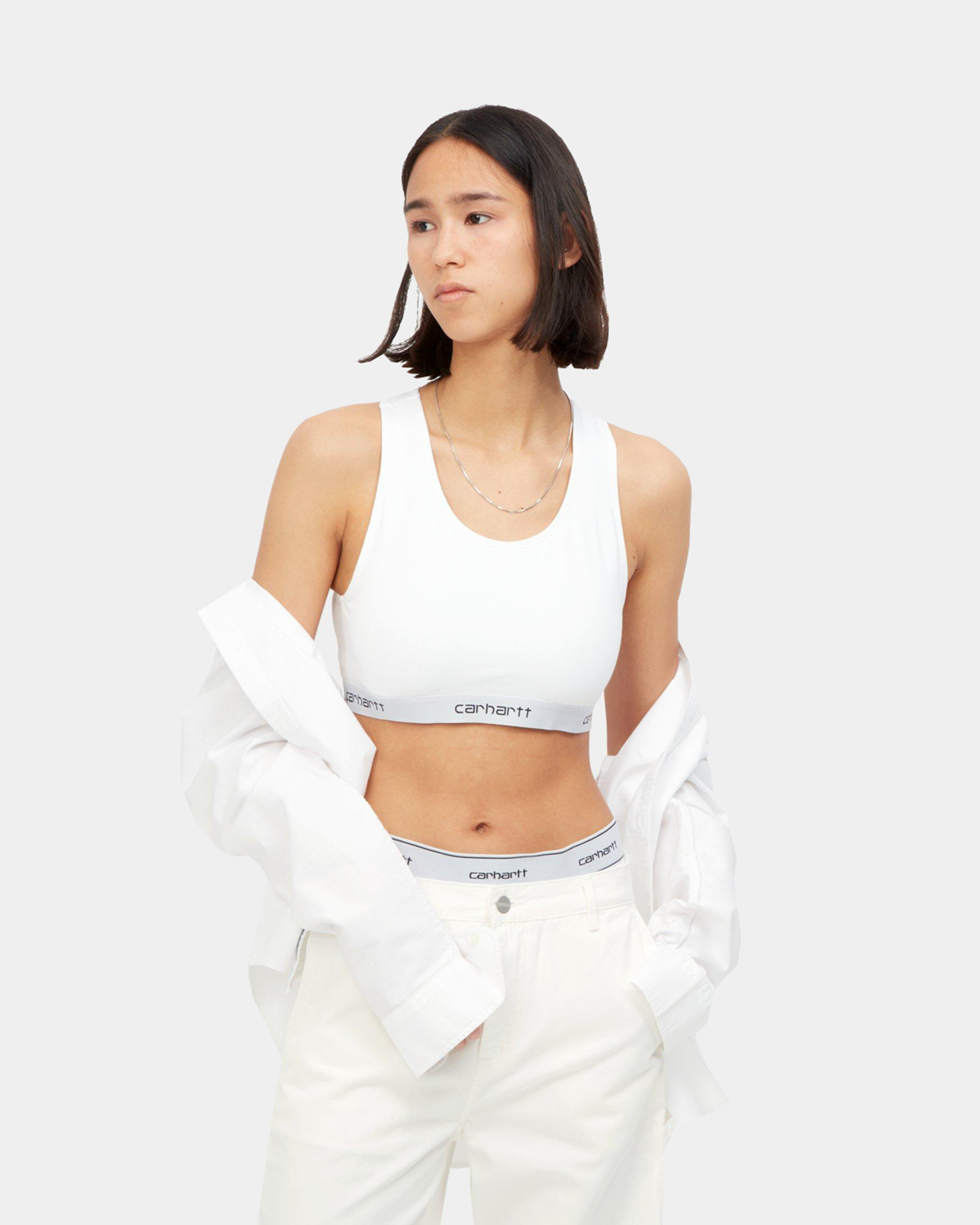 Womens Script Racer Tank - White