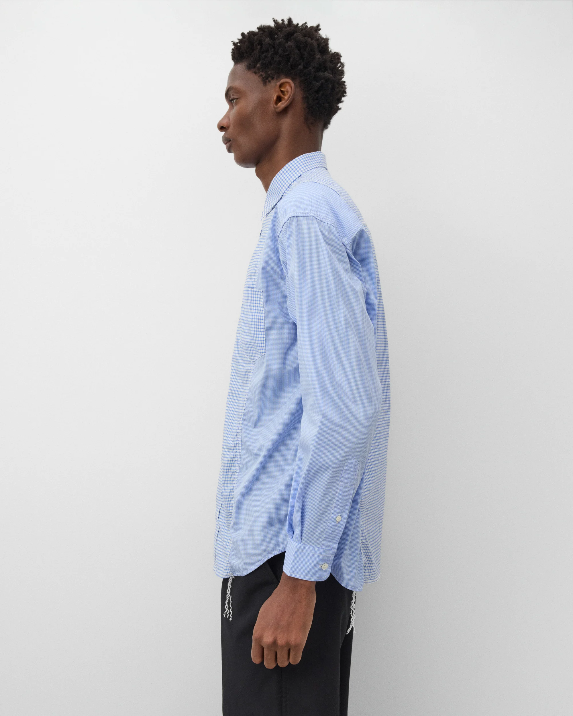 Gingham Panel Shirt - Saxe / White
