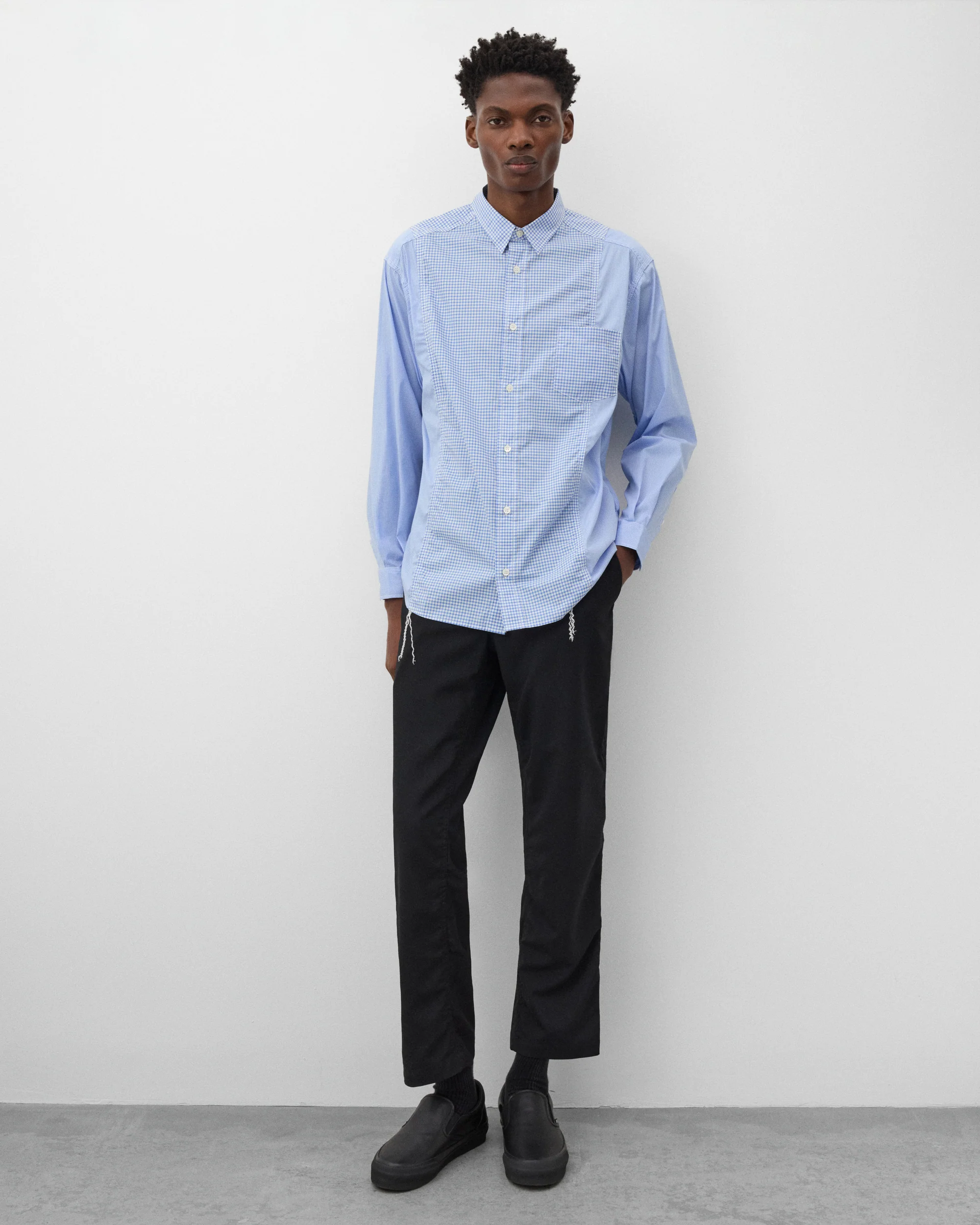 Gingham Panel Shirt - Saxe / White