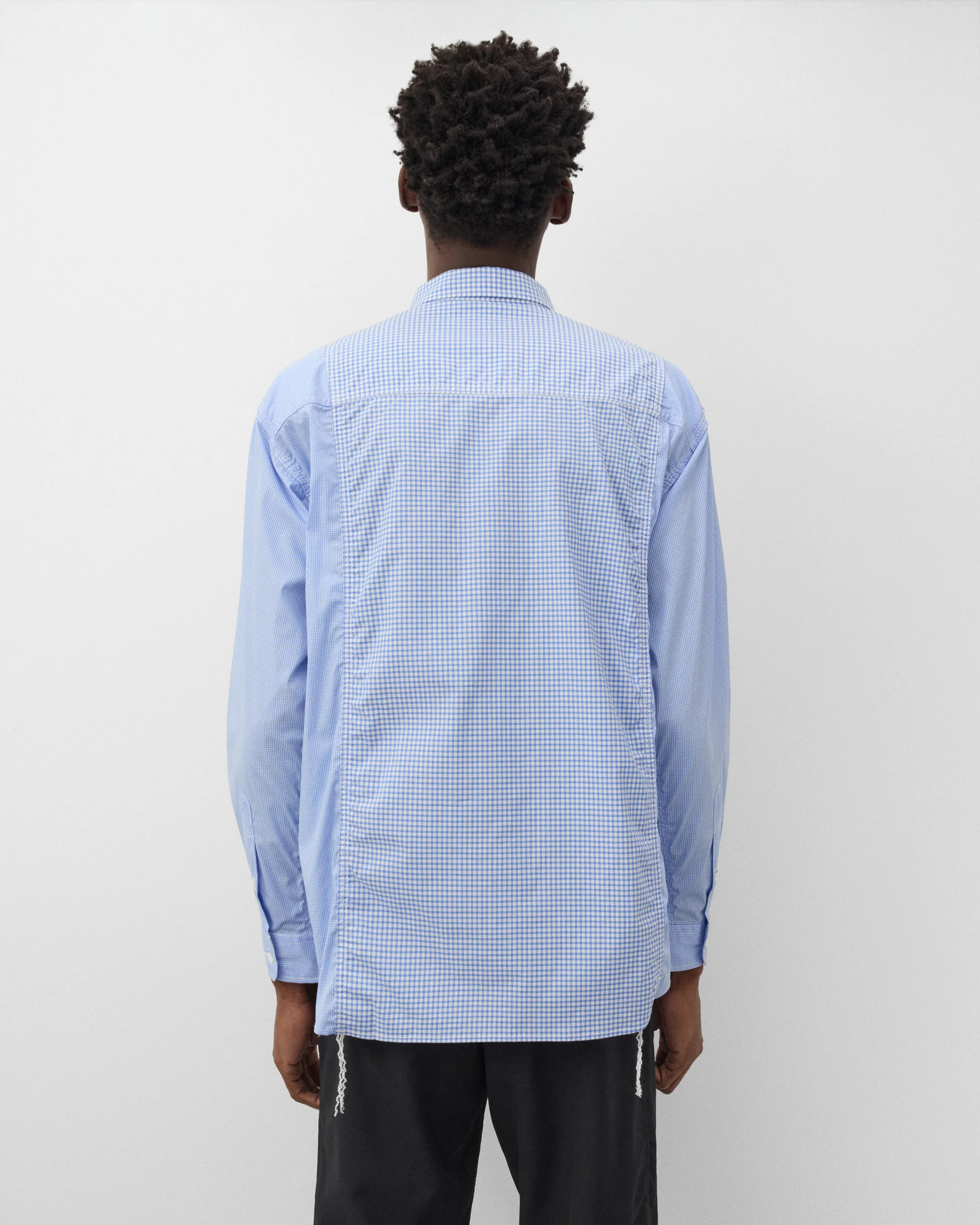 Gingham Panel Shirt - Saxe / White