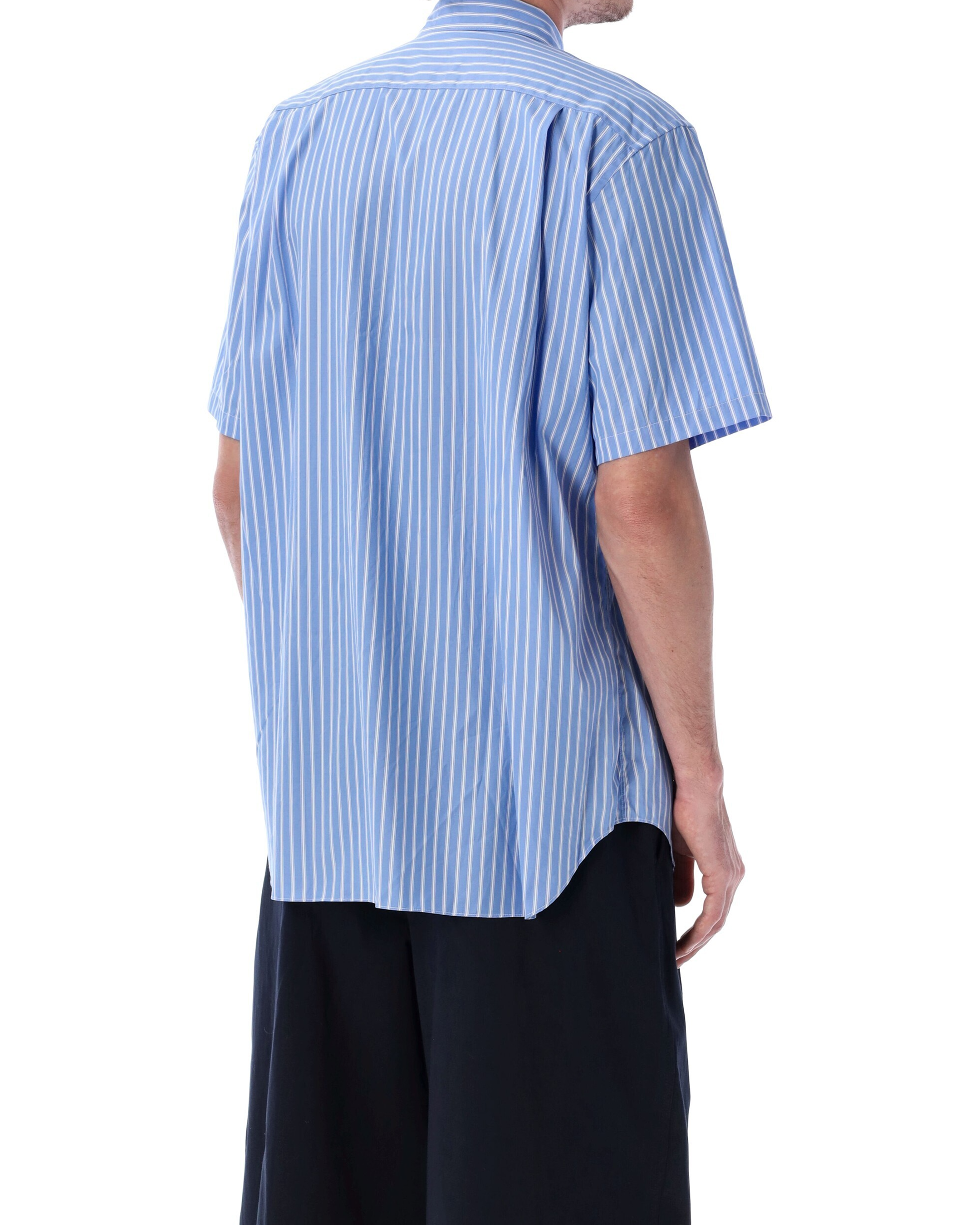 Black Heart Stripe Button Up Shirt - Light Blue