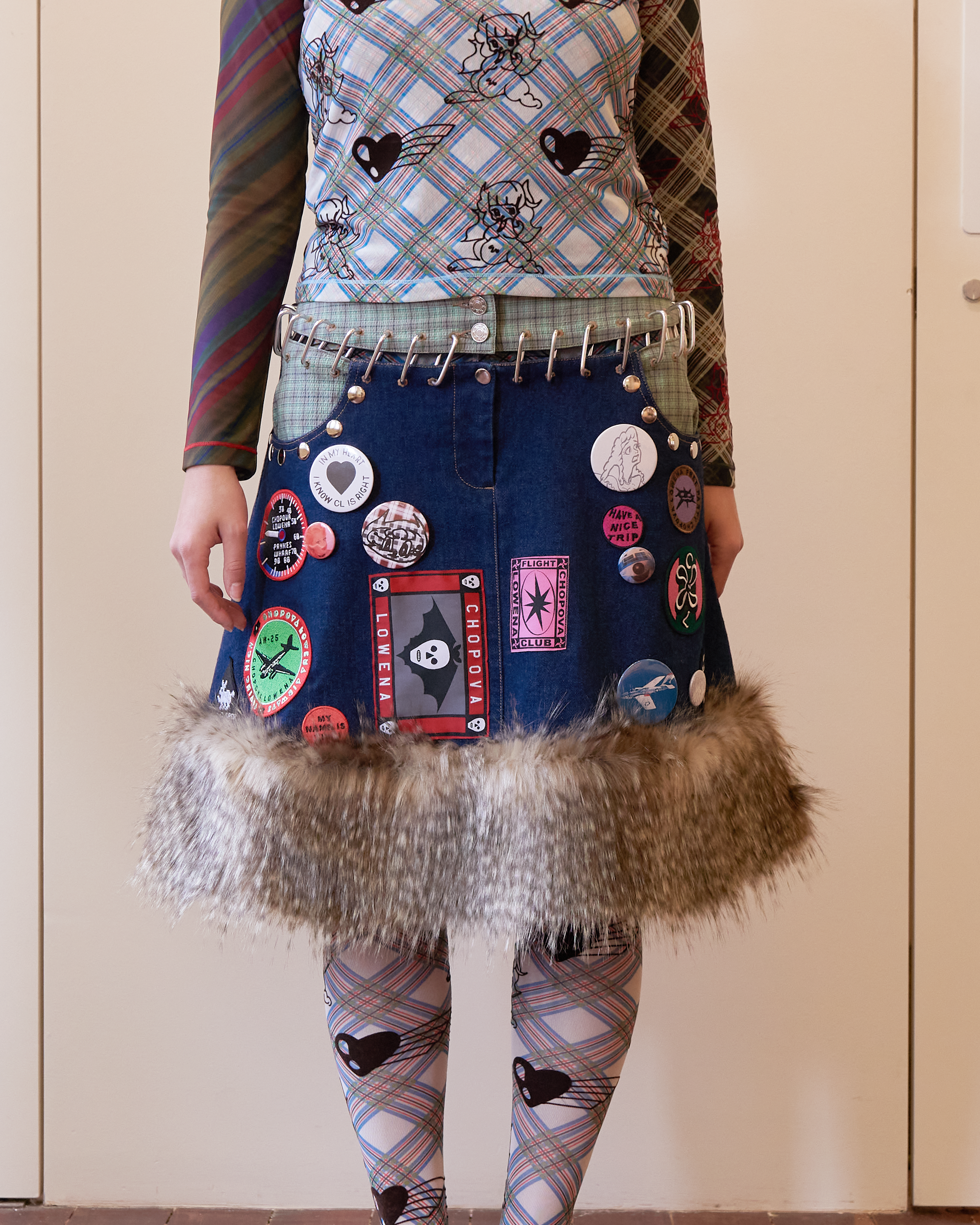 Kram Skirt - Denim / Faux Fur