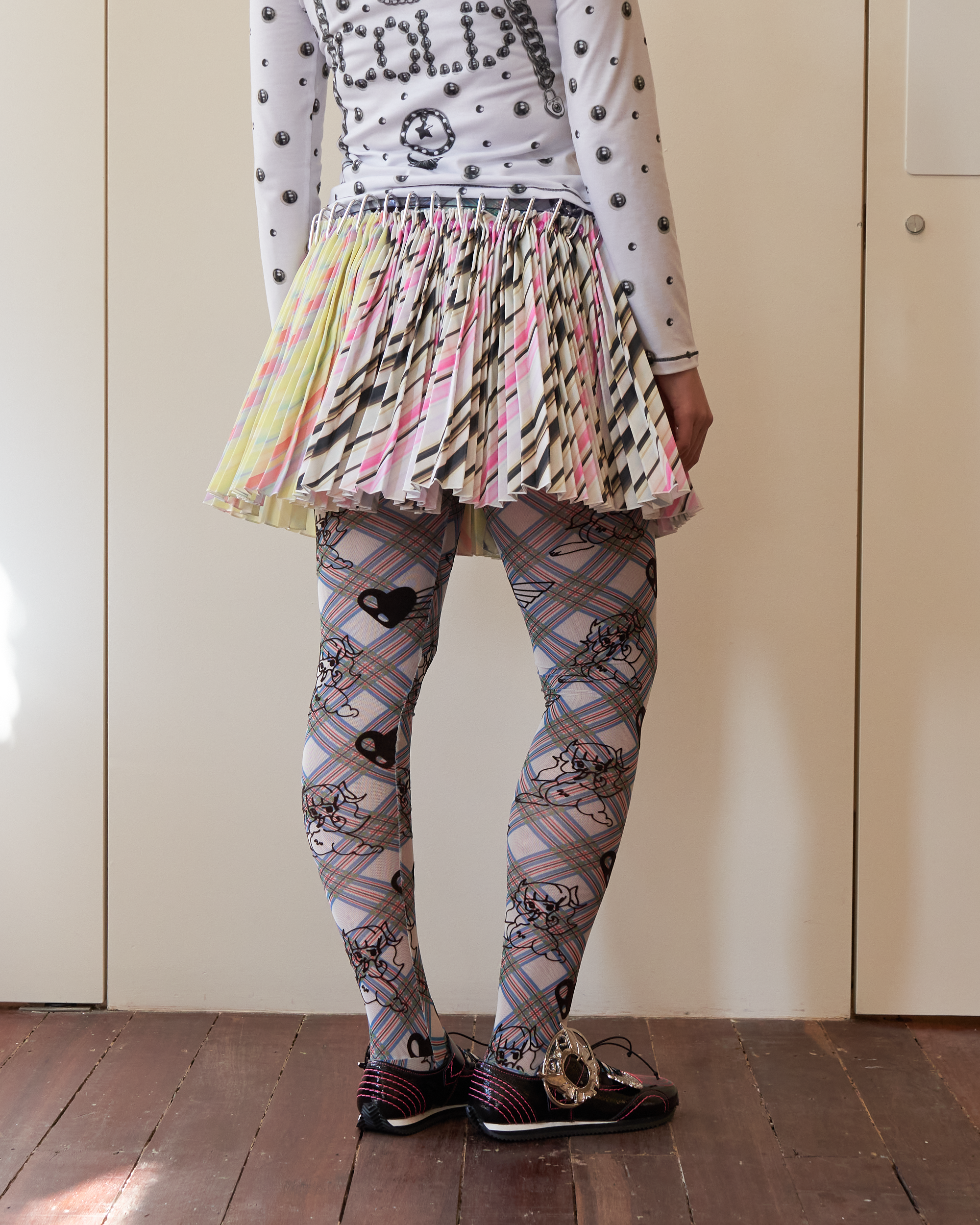 Bunny Girl Argyle Mesh Leggings - Blue