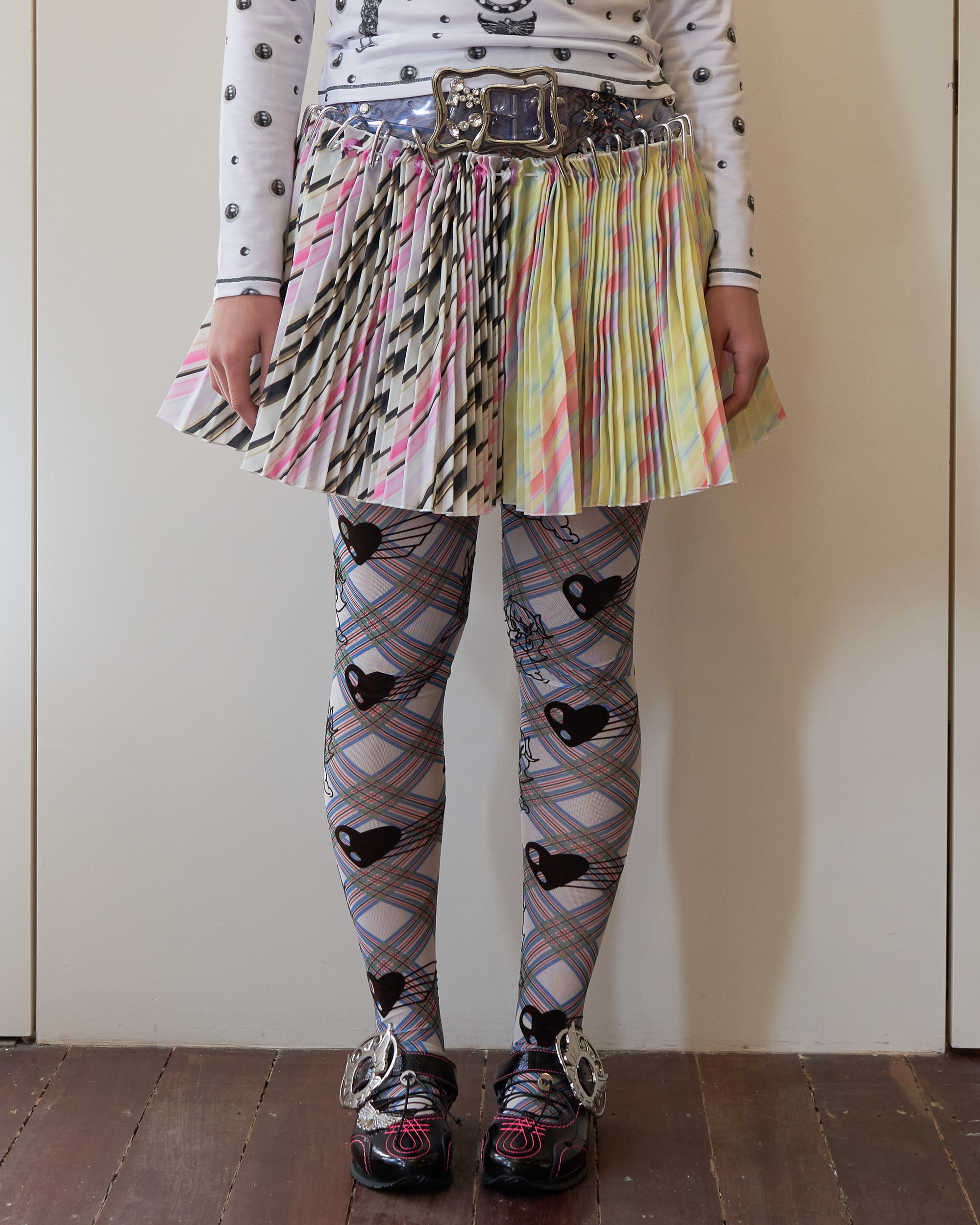 Bunny Girl Argyle Mesh Leggings - Blue