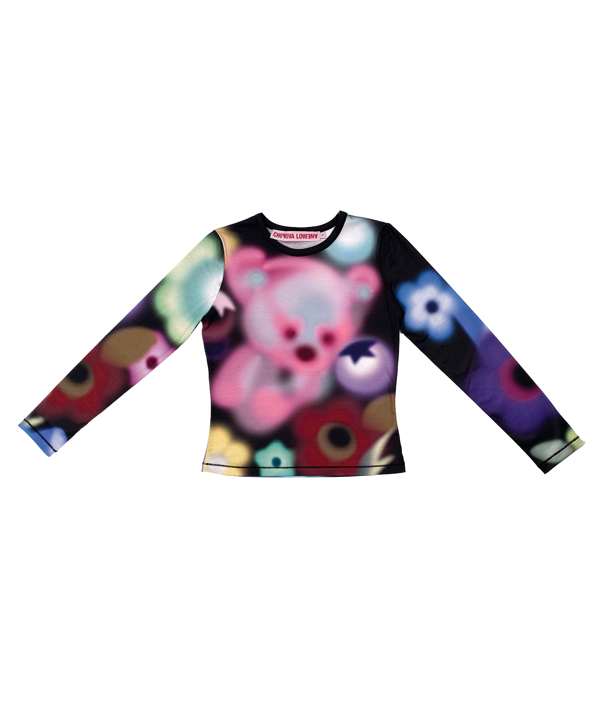 Airbrush Bear Fitted Long Sleeve Jersey Top - Multi