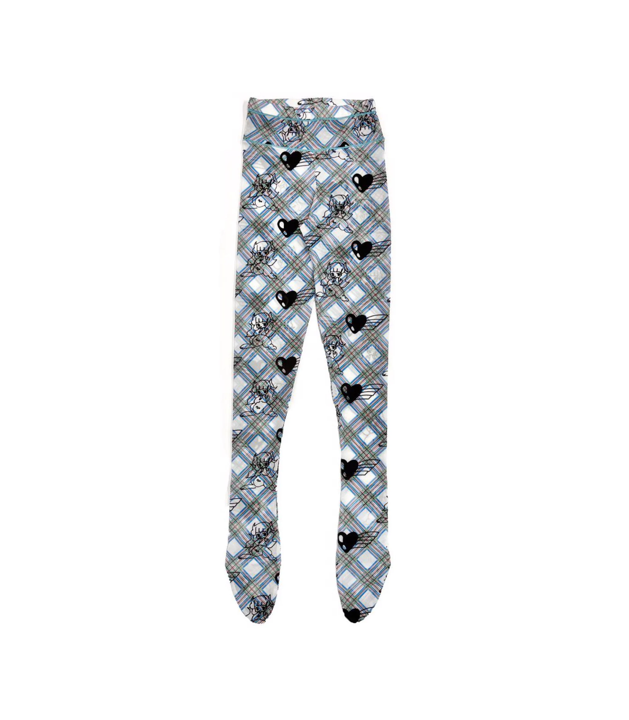 Bunny Girl Argyle Mesh Leggings - Blue