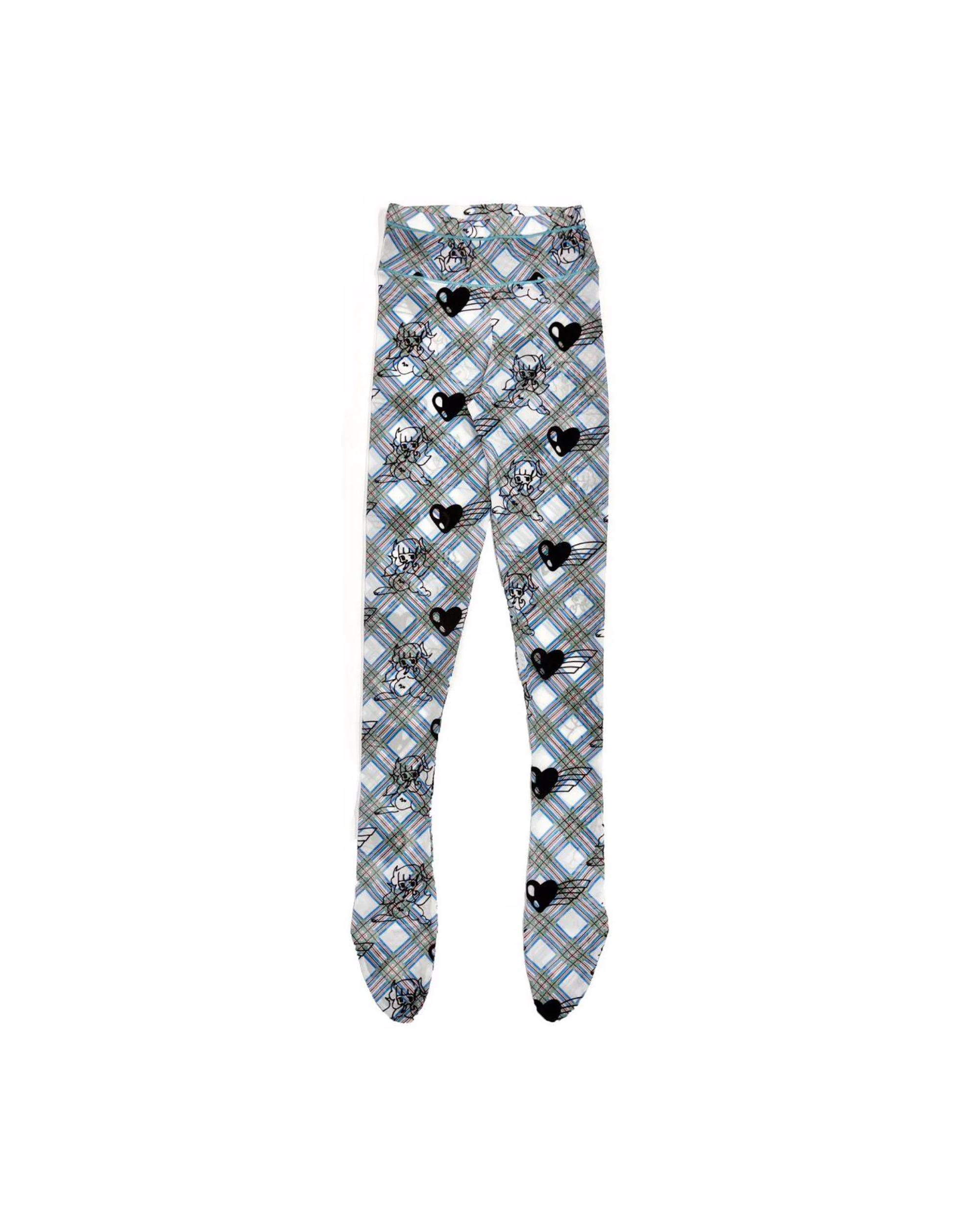Bunny Girl Argyle Mesh Leggings - Blue