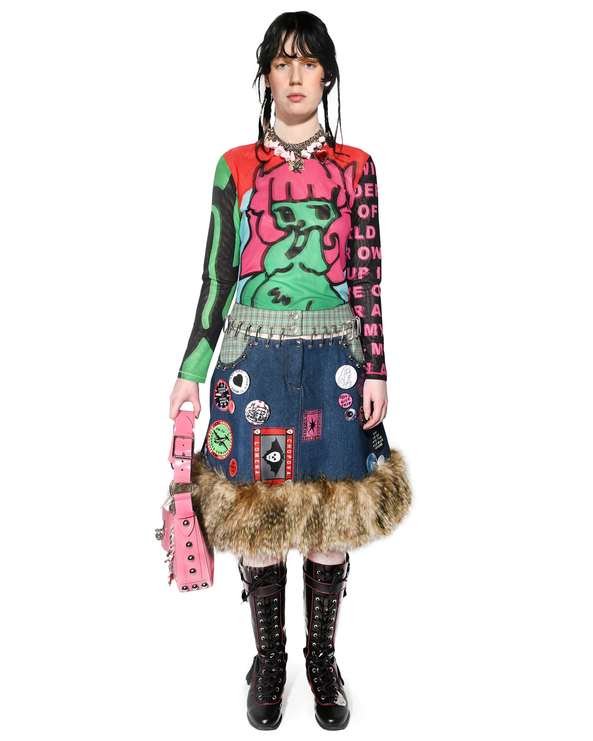 Kram Skirt - Denim / Faux Fur