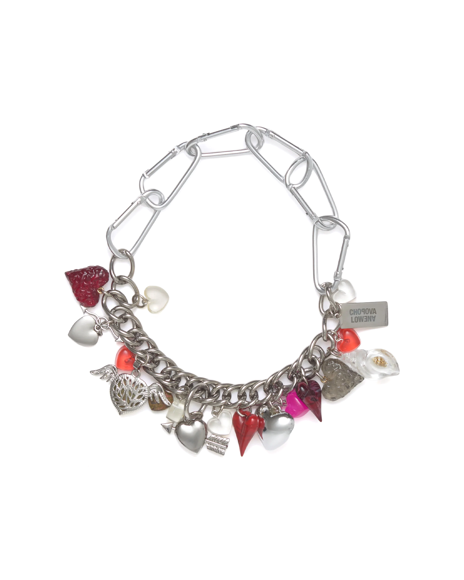 Romance Carabiner Charm Necklace - Silver