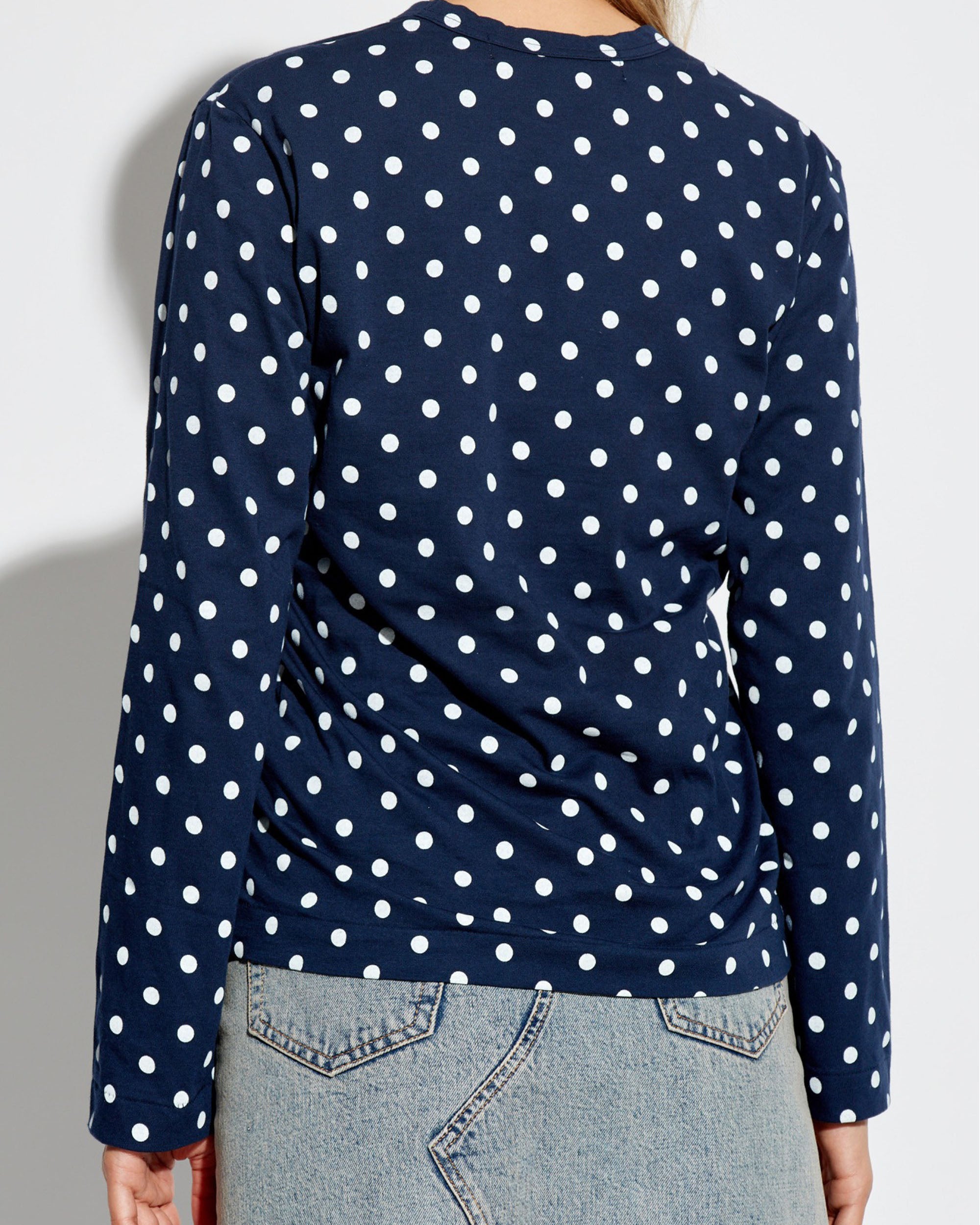 Women's Polka Dot L/S T-Shirt - Navy / Red