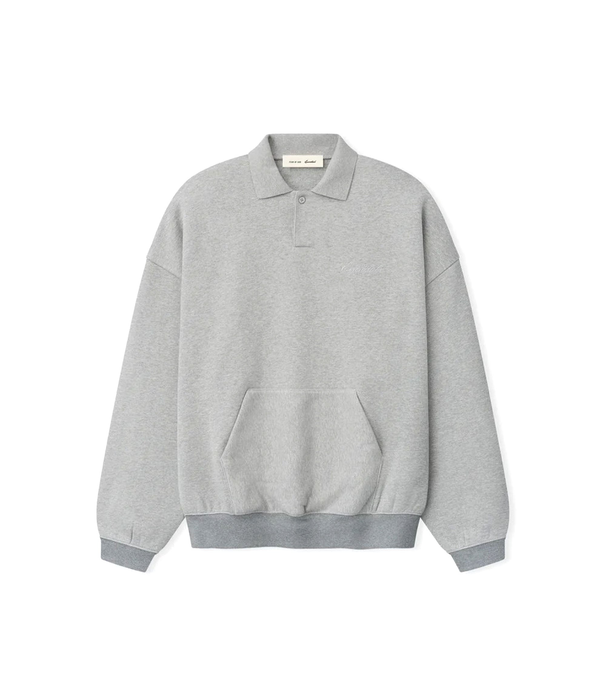 Signature 90's Polo Sweatshirt - Concrete Heather