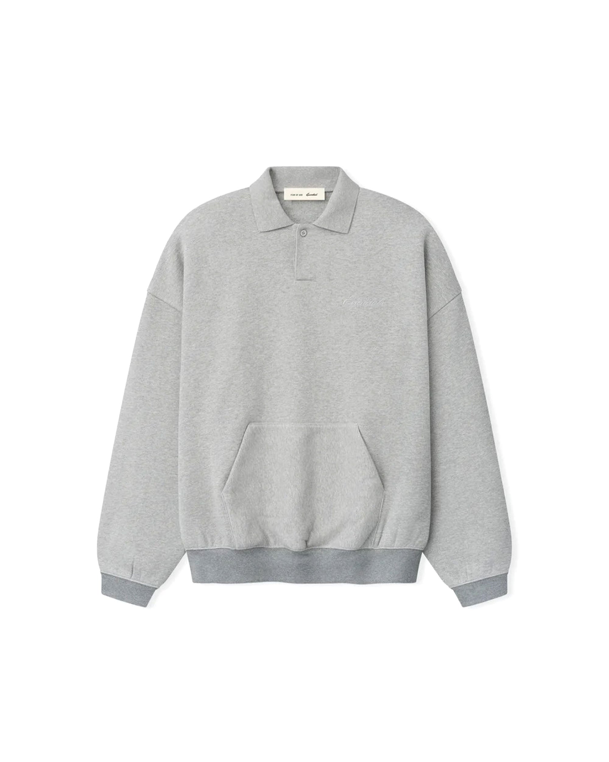 Signature 90's Polo Sweatshirt - Concrete Heather