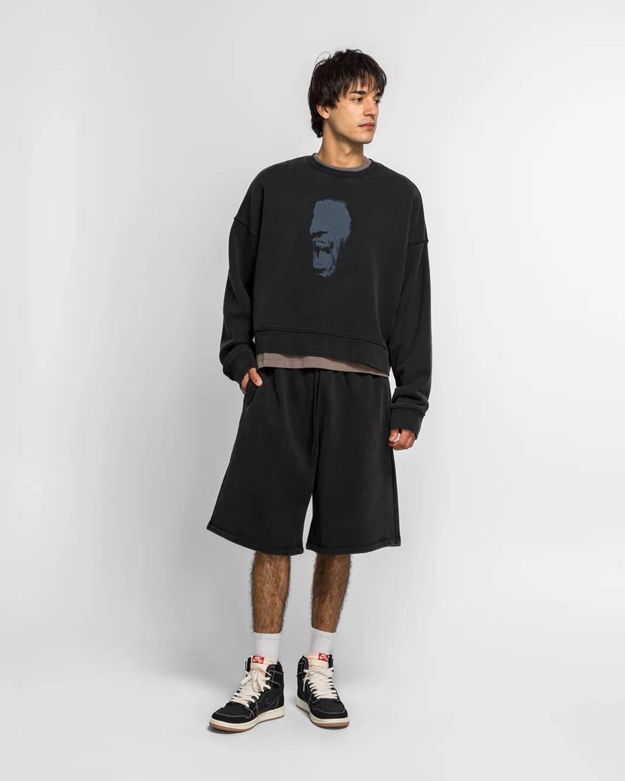 Jordan IH Cropped Fleece Crew - Black