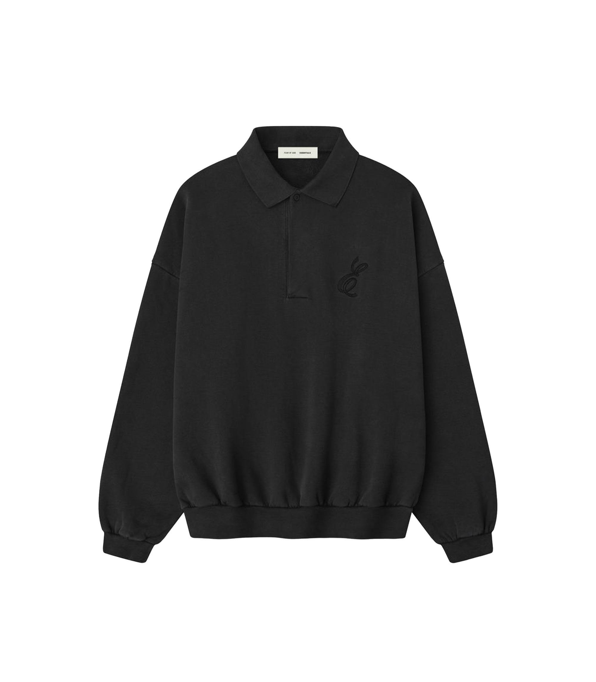Embroidered Classic Polo Sweatshirt - Vintage Black