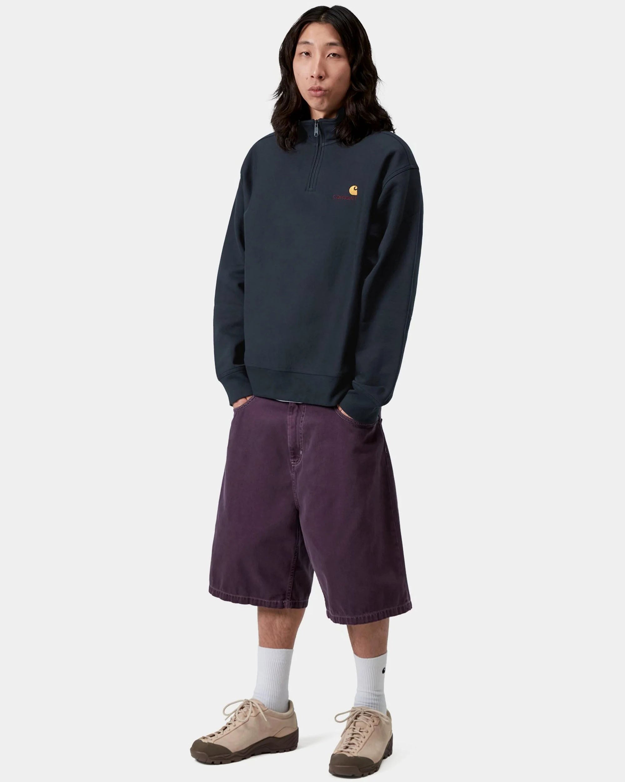 Half Zip American Script Sweat - Deep Night
