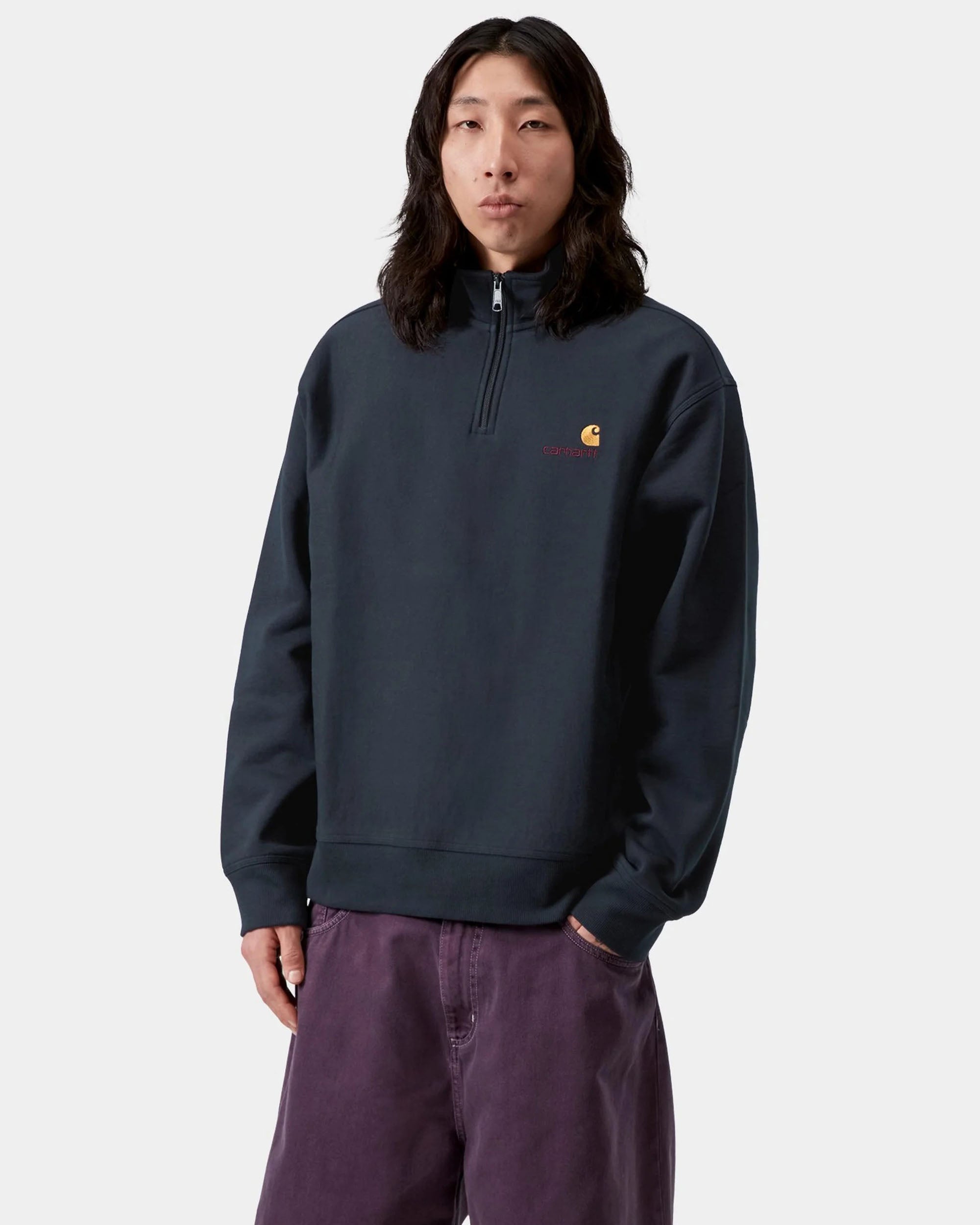 Half Zip American Script Sweat - Deep Night