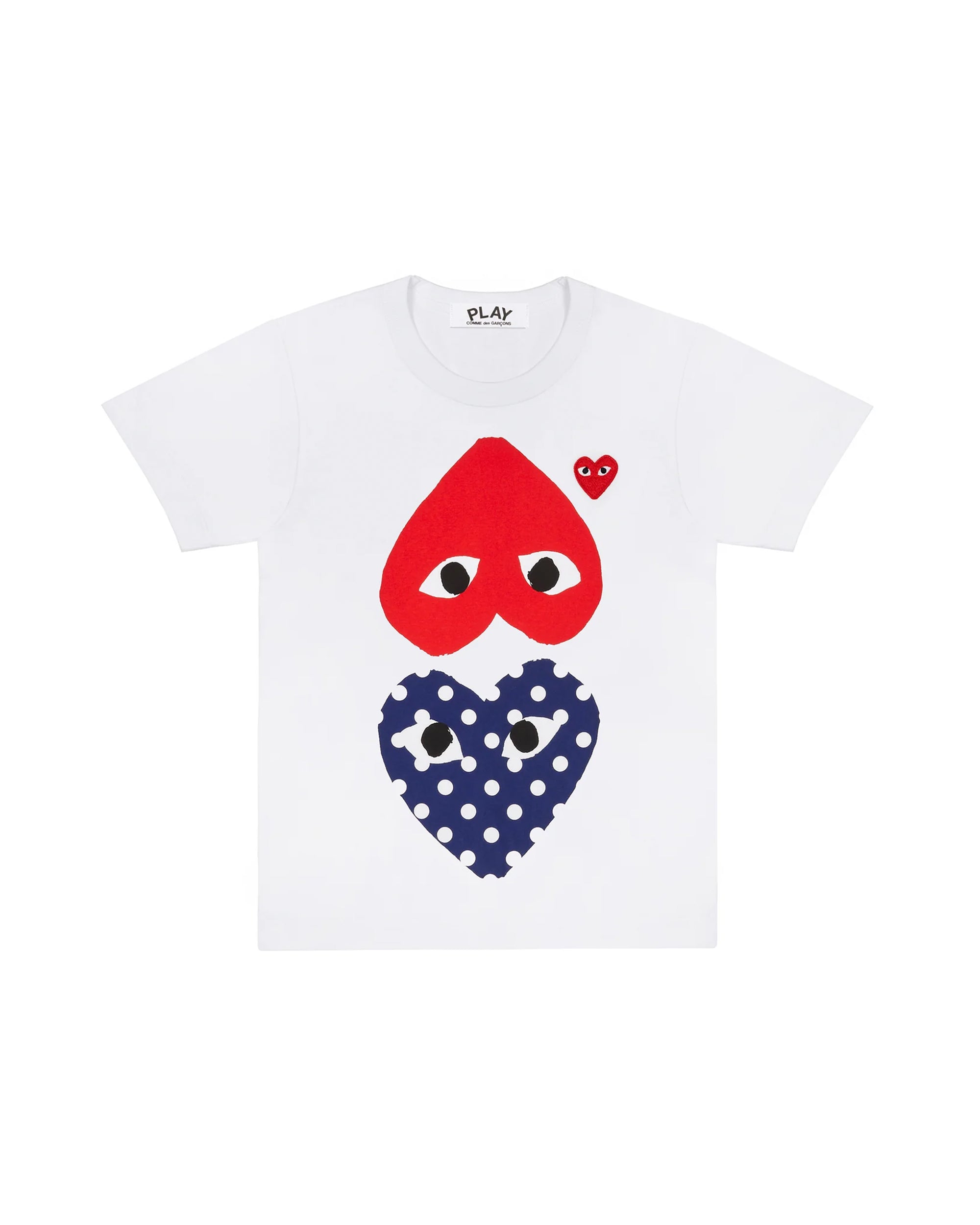 Women's Polka Dot Upside Down Heart T-shirt - White