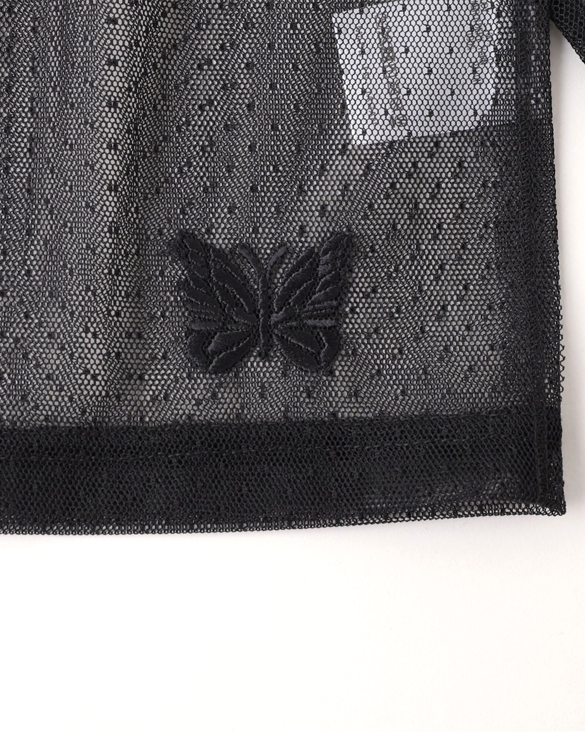 Tulle Dot Lace V-Neck Cardigan - Black