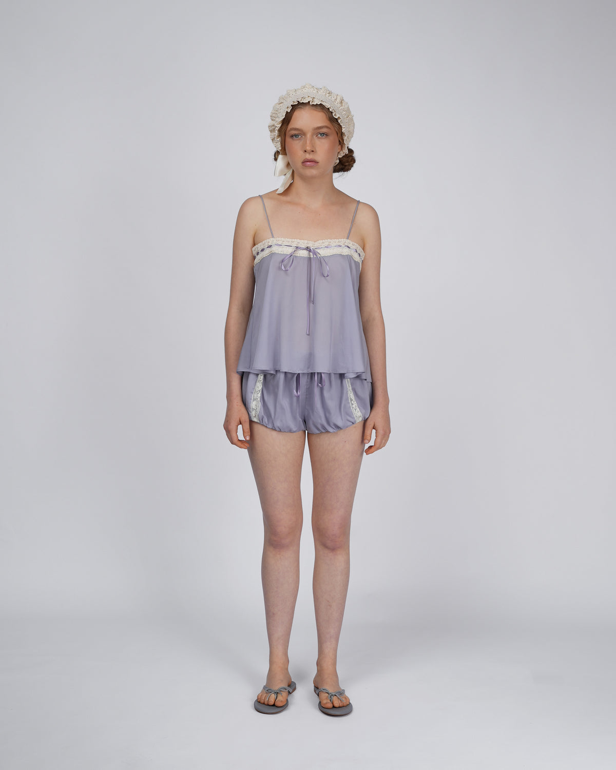 Lace Ribbon Shorts - Wisteria