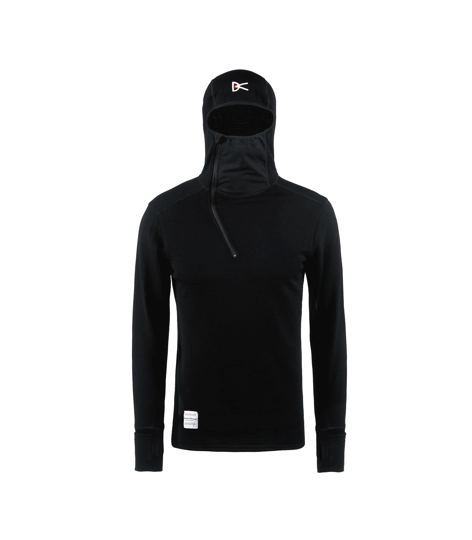 Hooded Merino Grid Fleece - Black