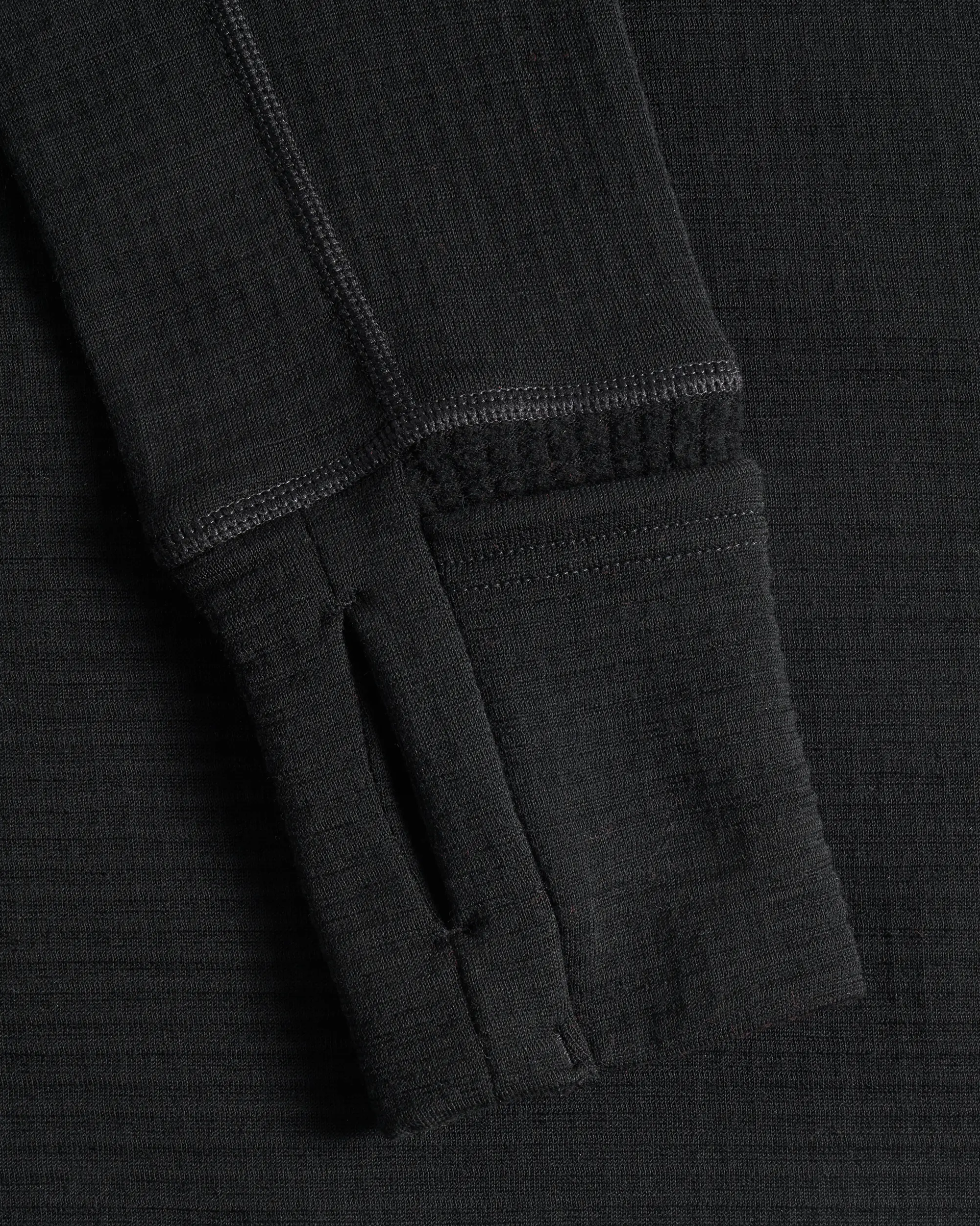 Hooded Merino Grid Fleece - Black