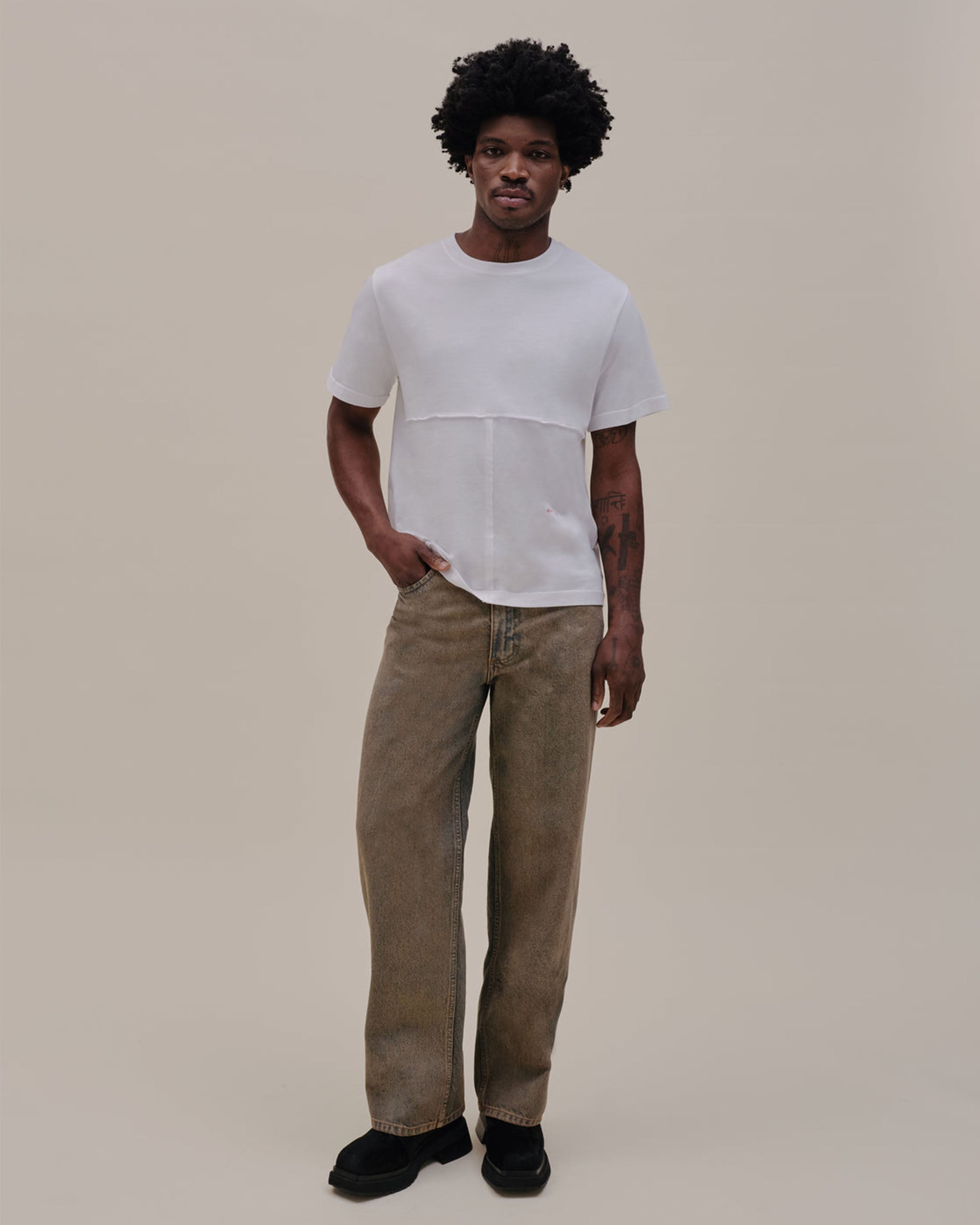 Wide Leg Jean - Sand