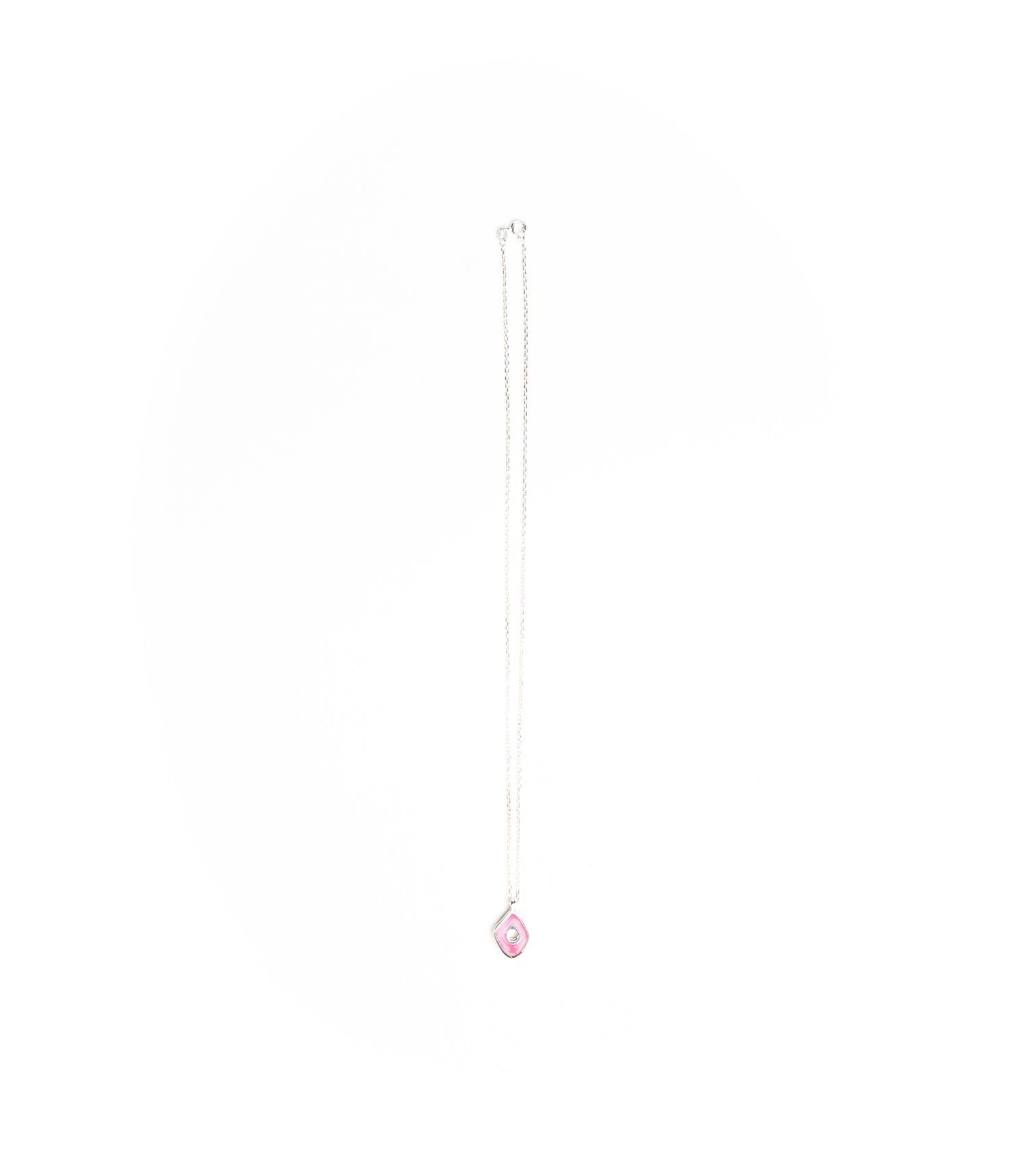 Irregular Pendant With Chain - 925 Sterling Silver / Pink Resin