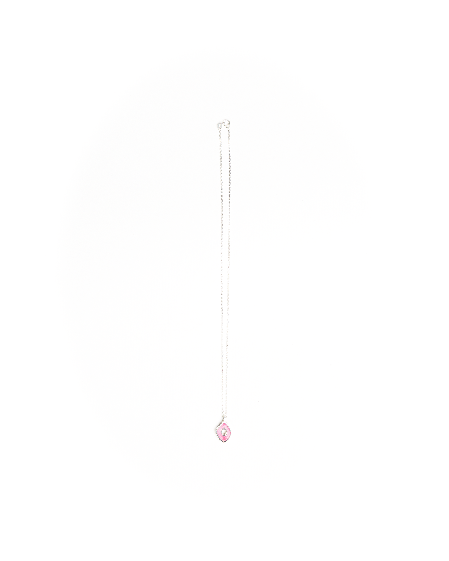 Irregular Pendant With Chain - 925 Sterling Silver / Pink Resin