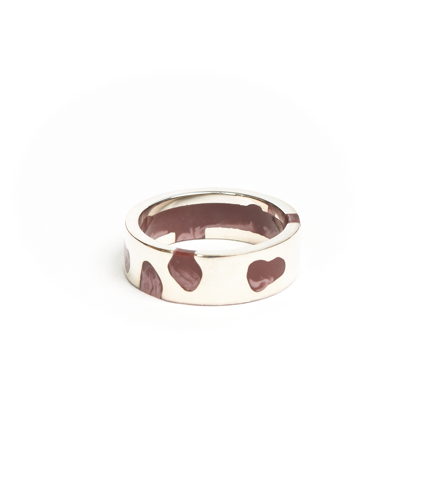 Classic Band Ring - 925 Sterling Silver / Brown Resin