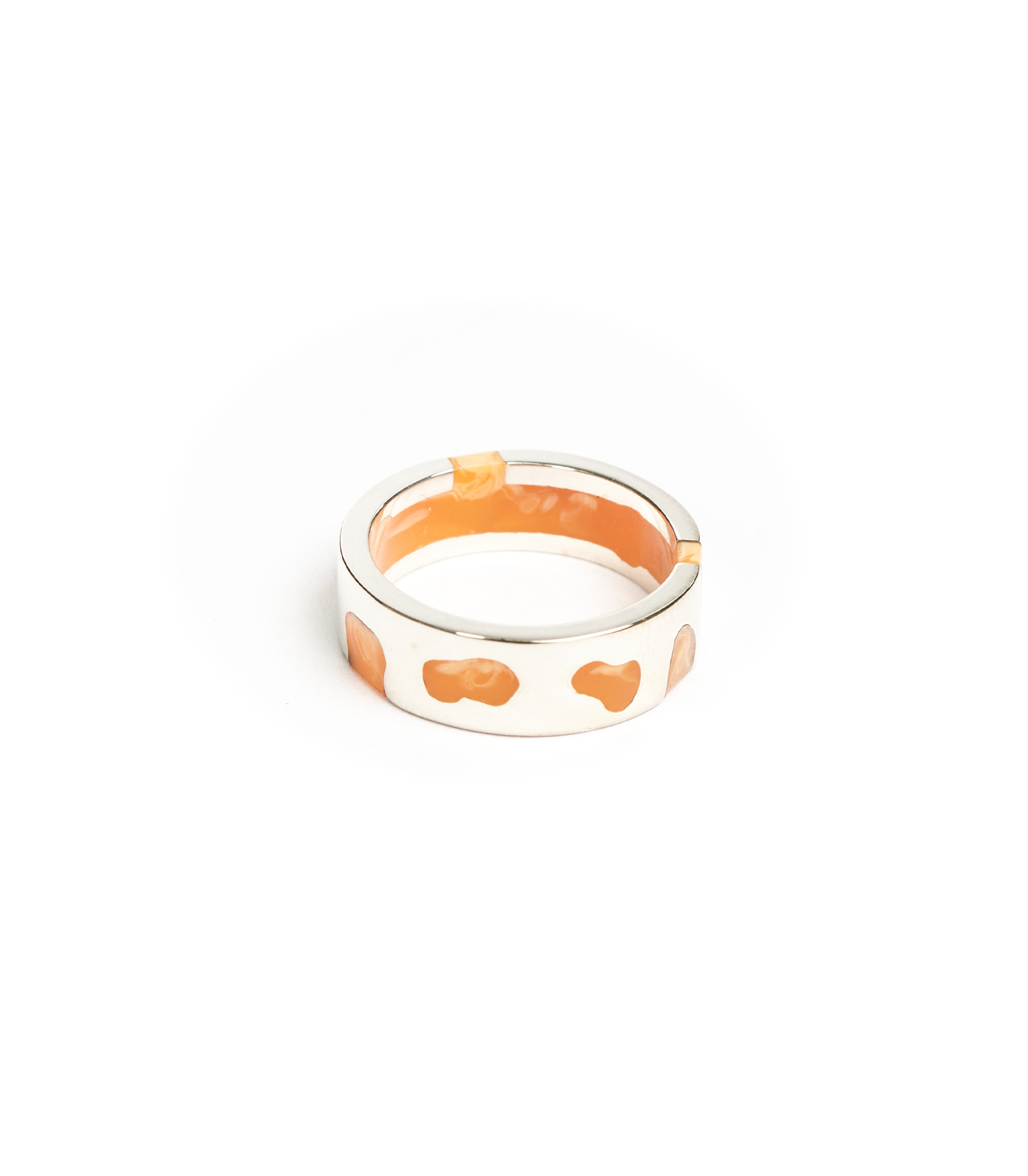Classic Band Ring - 925 Sterling Silver / Orange Resin