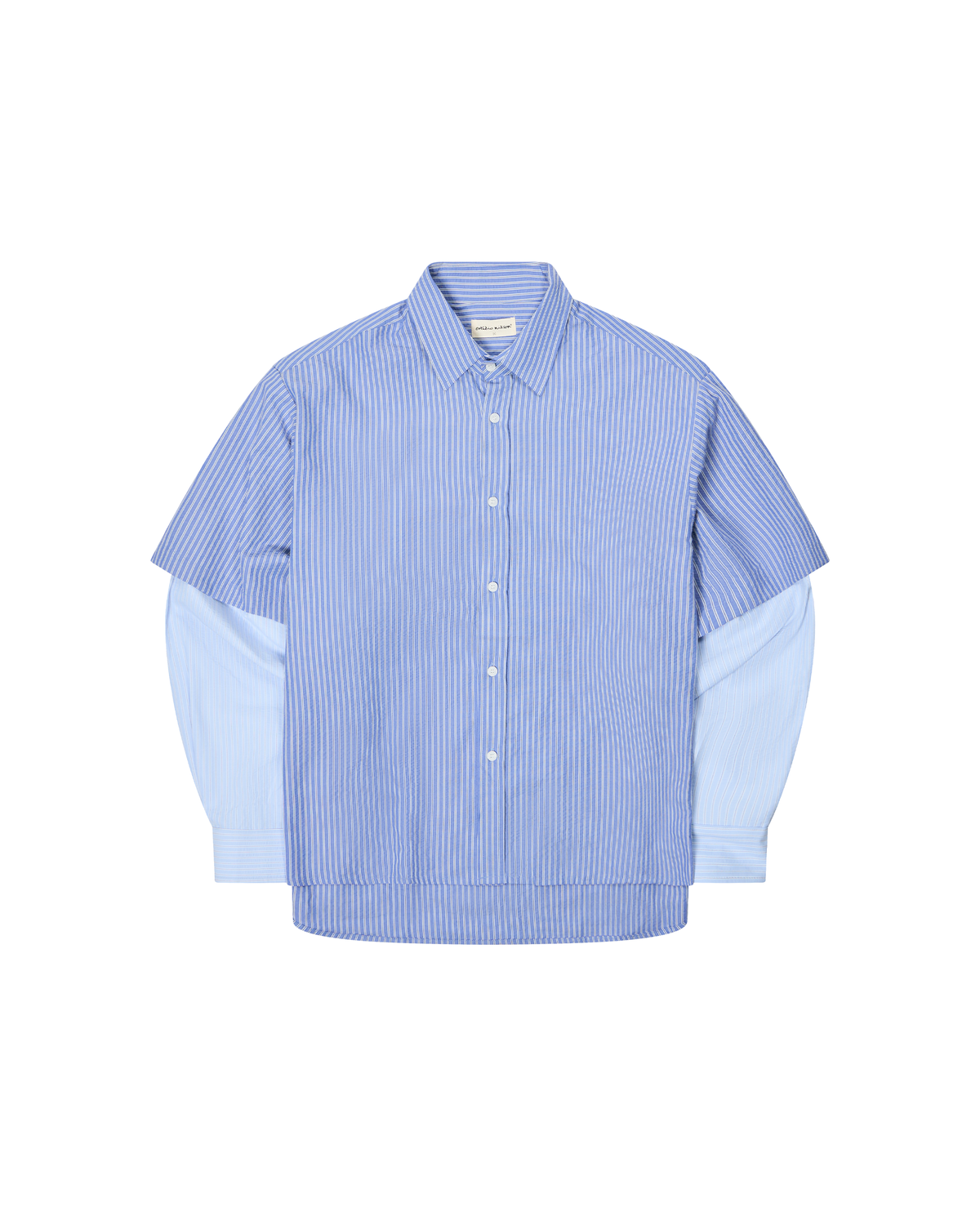 Button-Up Layered Shirt - Blue Stripes