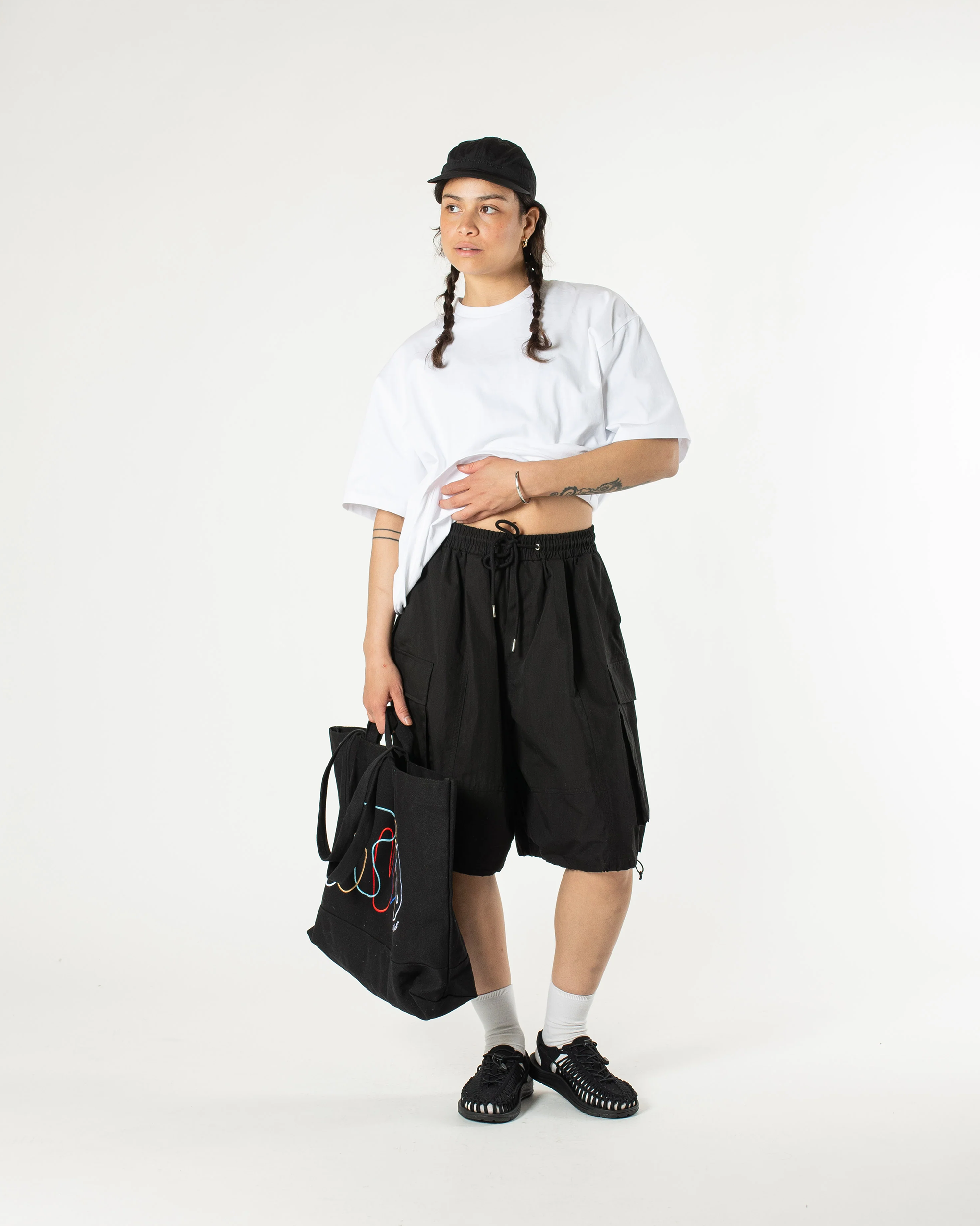 Ripstop Balloon Cargo Shorts - Black
