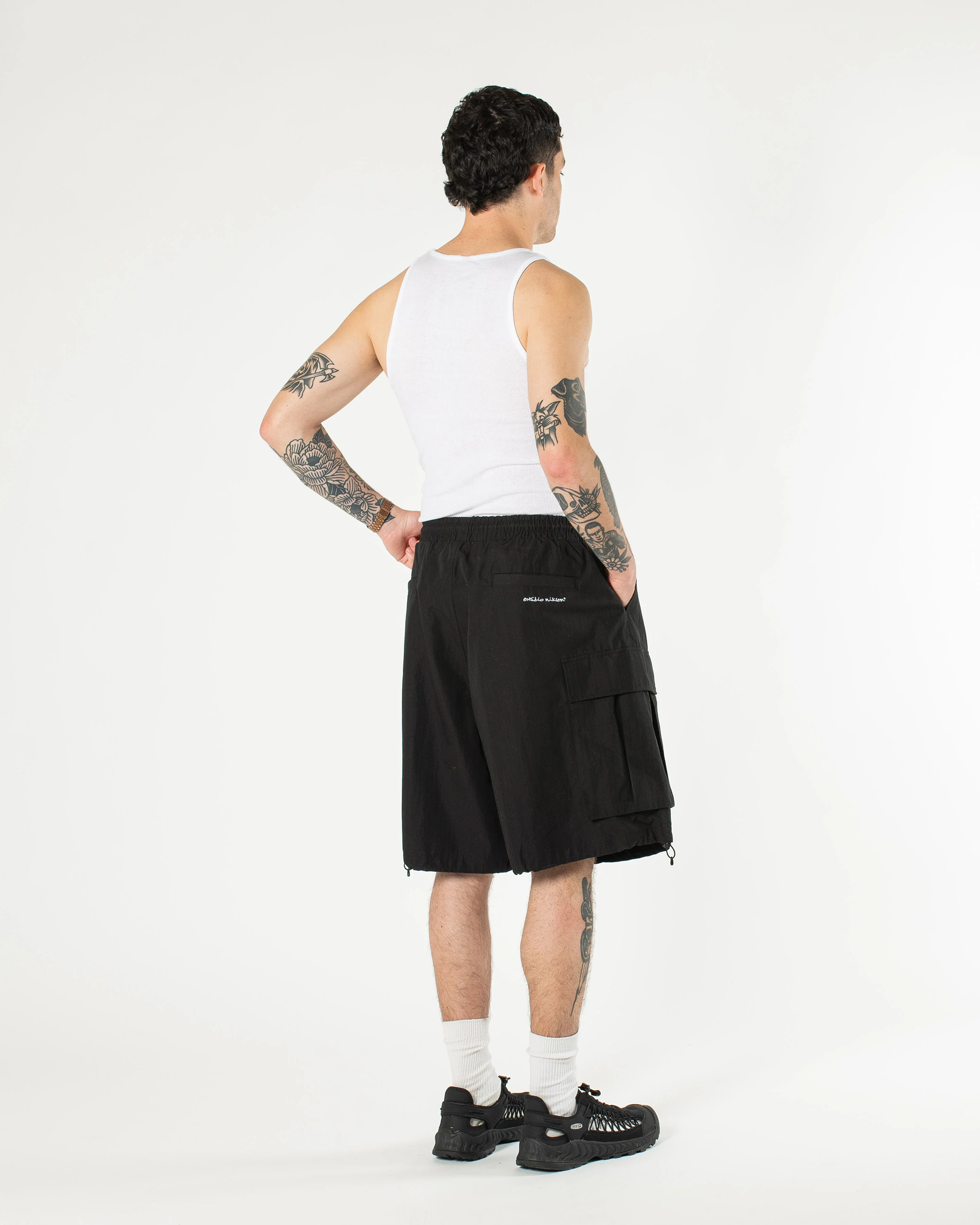 Ripstop Balloon Cargo Shorts - Black