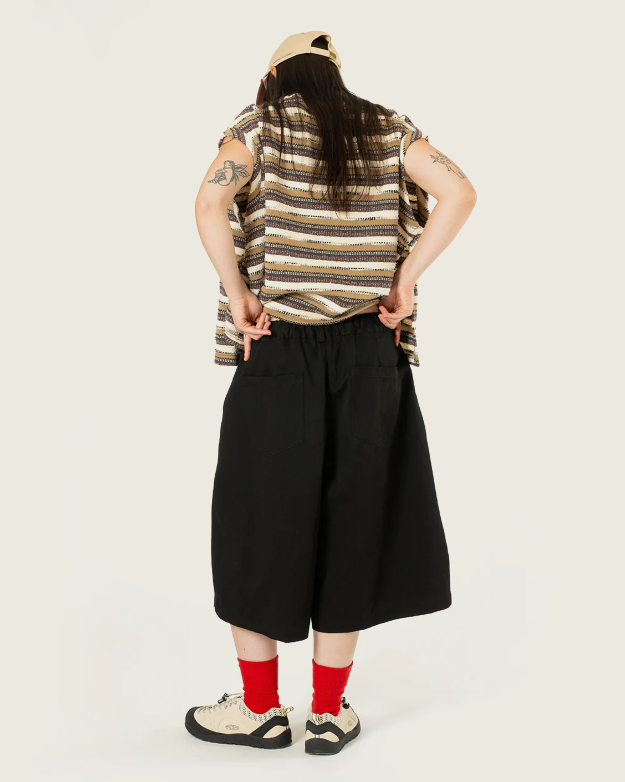 Pintuck Wide Shorts - Black